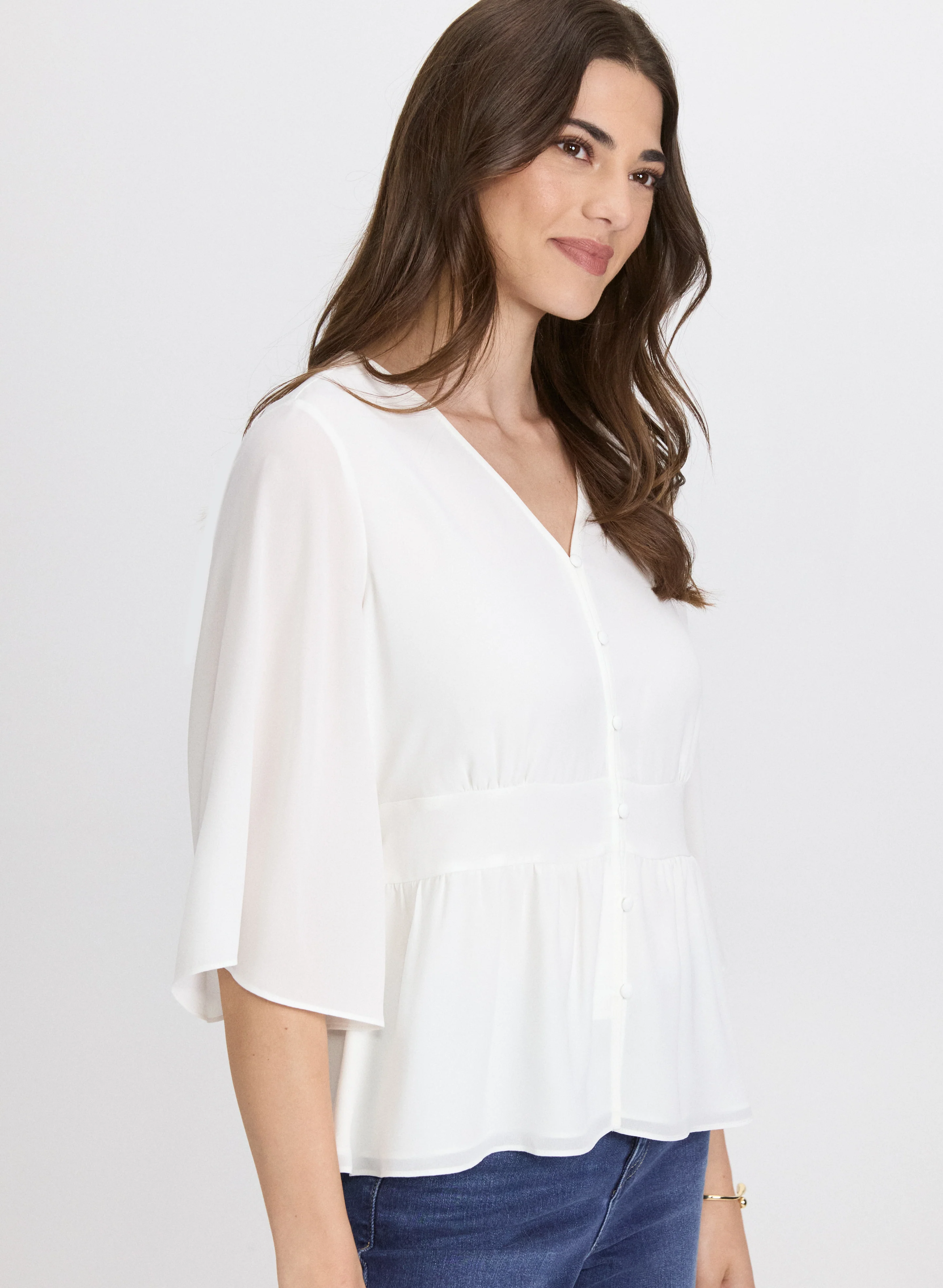 Flare Sleeve Button-Down Blouse - Image 5