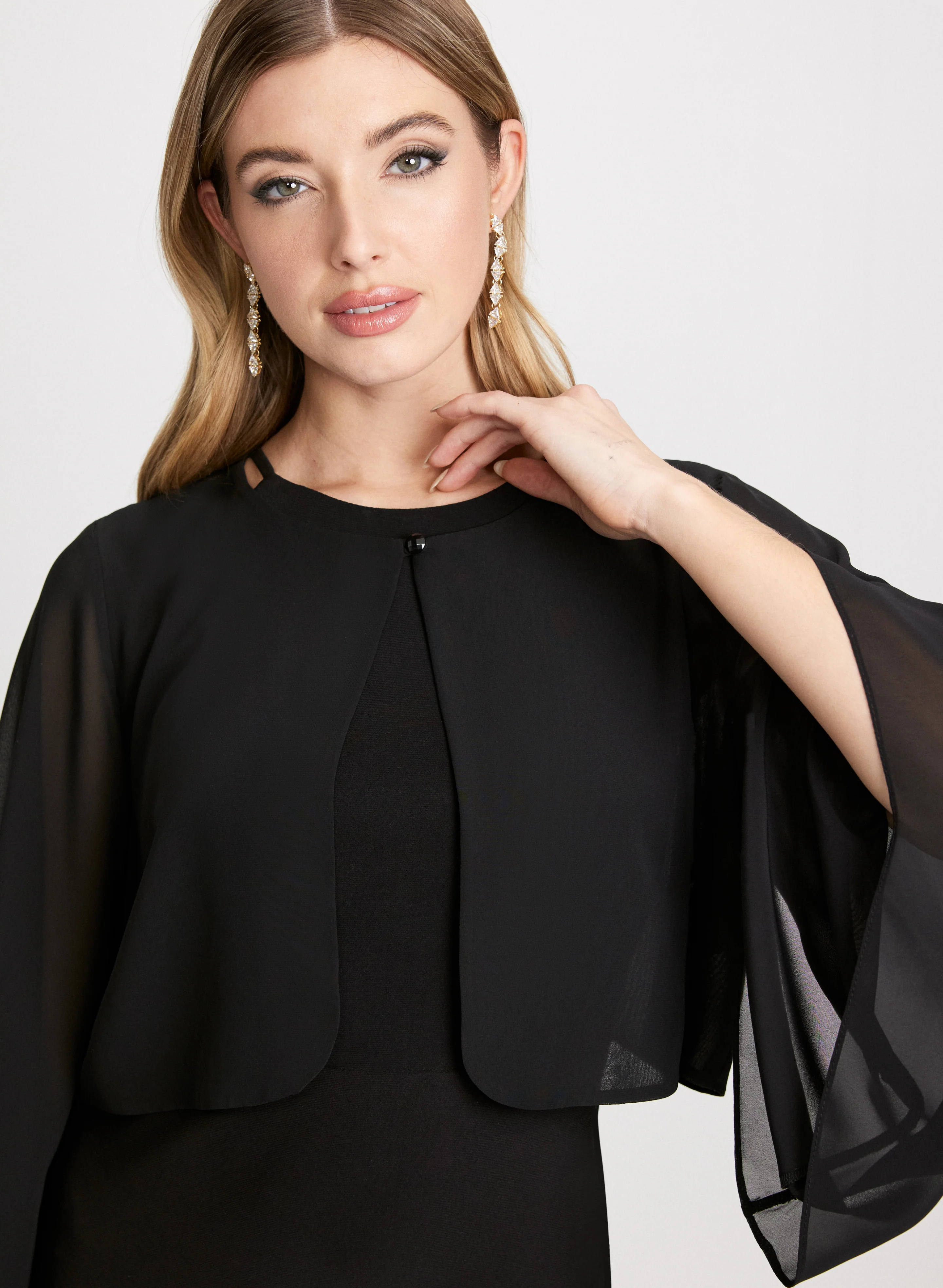 Flared Sleeve Chiffon Bolero - Image 2