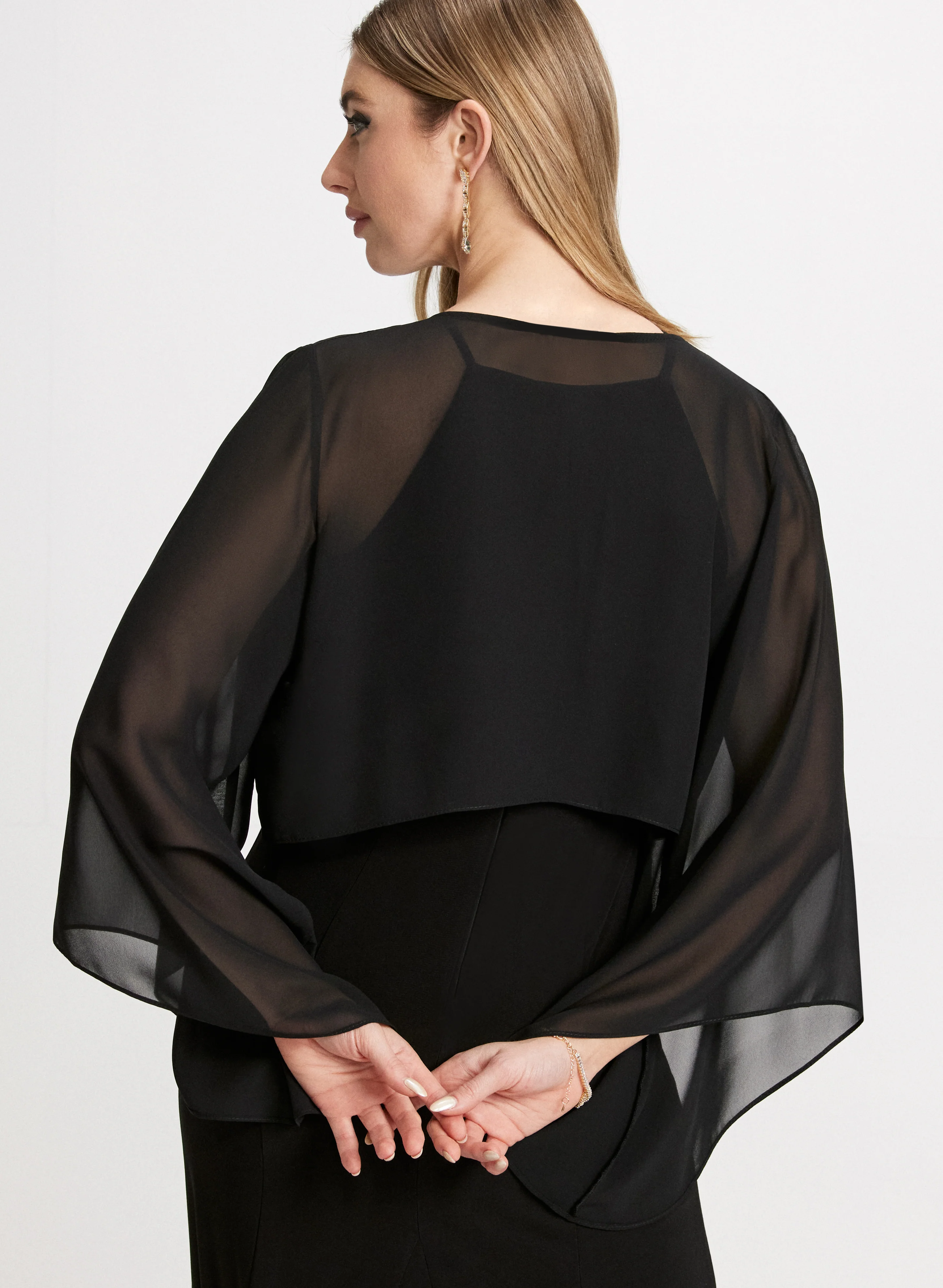 Flared Sleeve Chiffon Bolero - Image 4