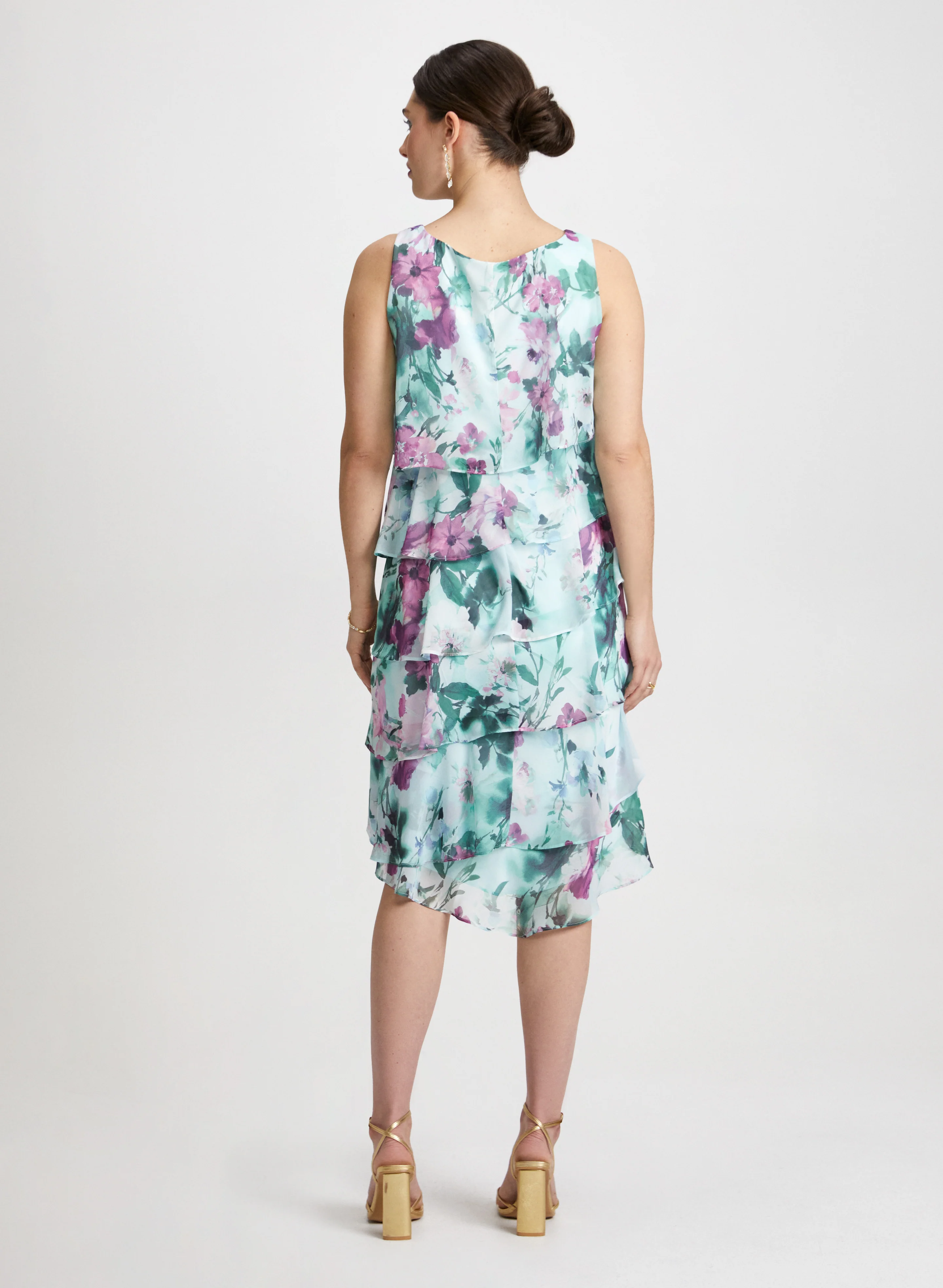 Floral Asymmetric Tiered Dress - Image 3
