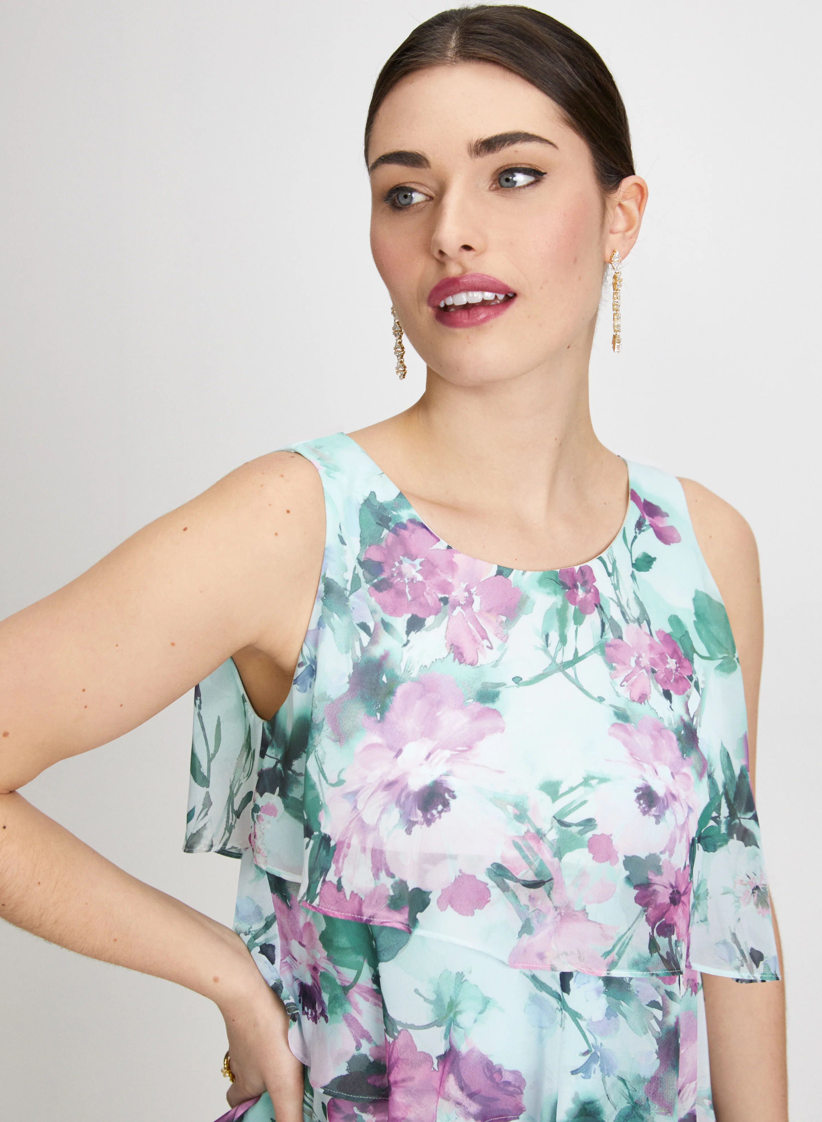 Floral Asymmetric Tiered Dress - Image 5