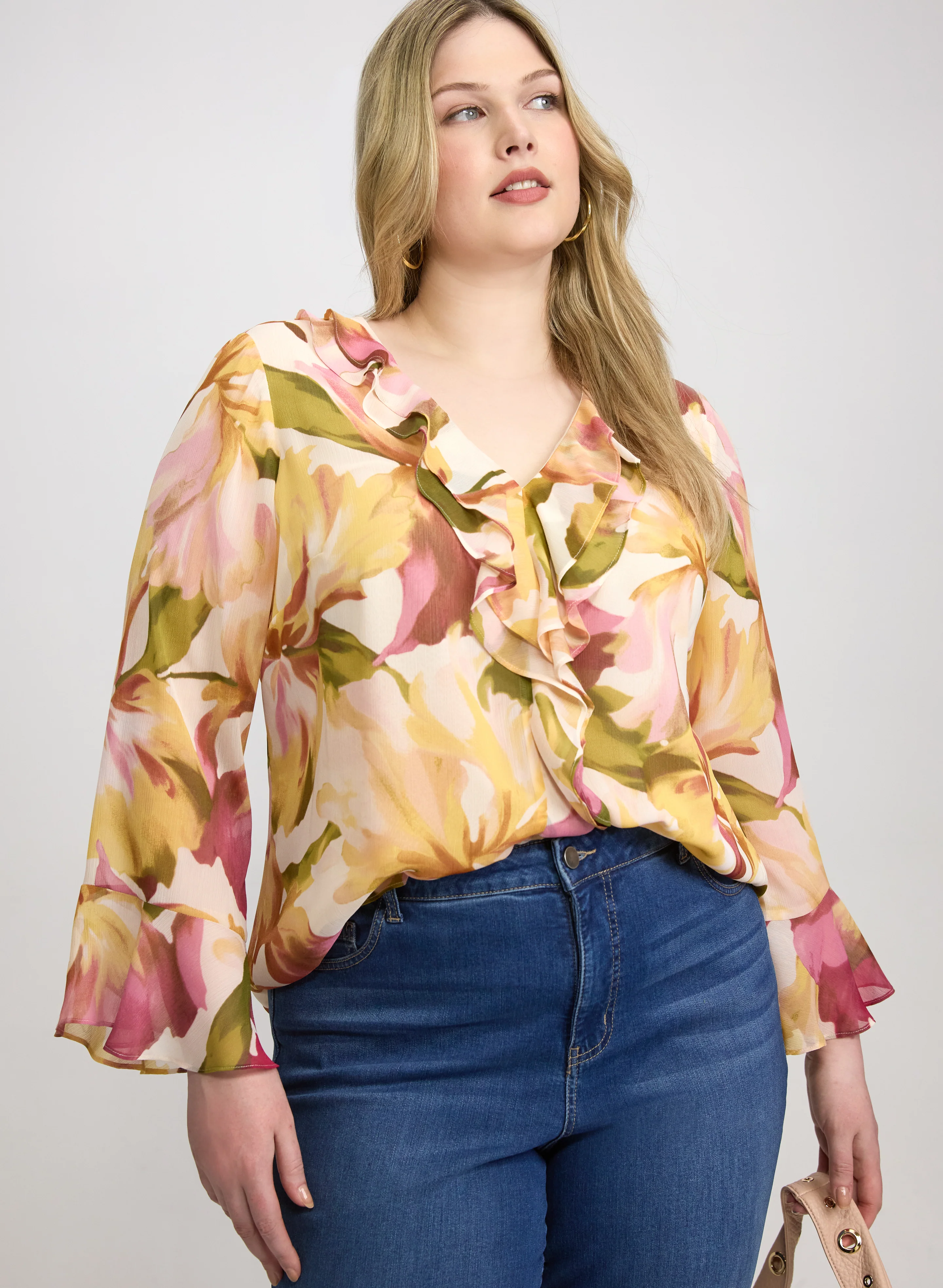 Floral Flounce Detail Blouse