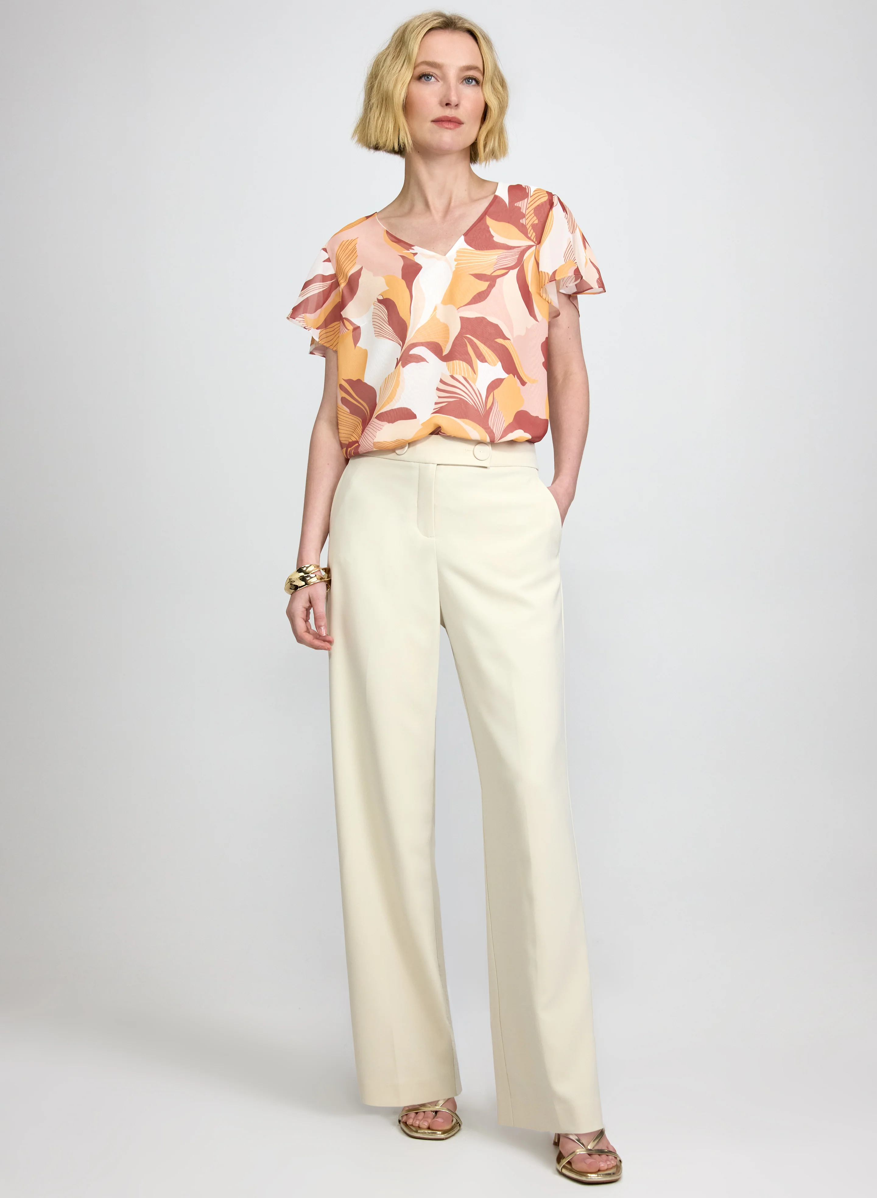 Floral Flutter Sleeve Top - Image 3