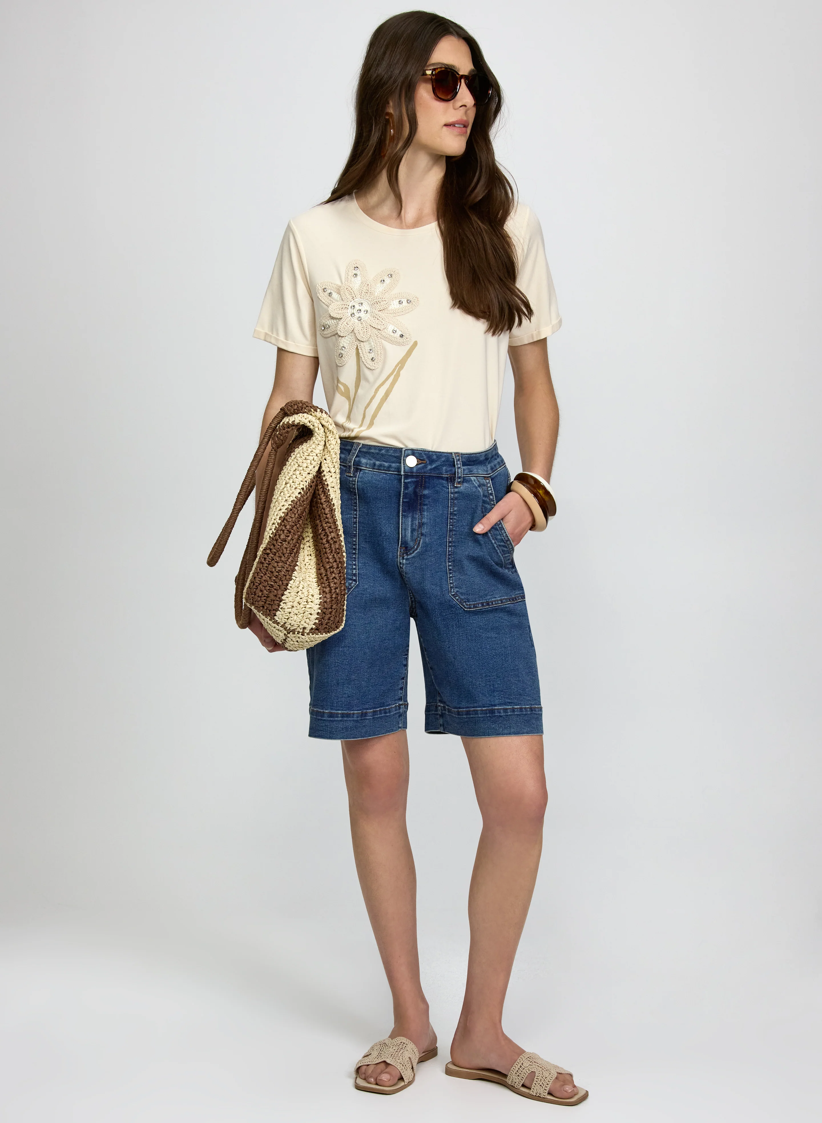Floral Macrame Applique T-Shirt - Image 4