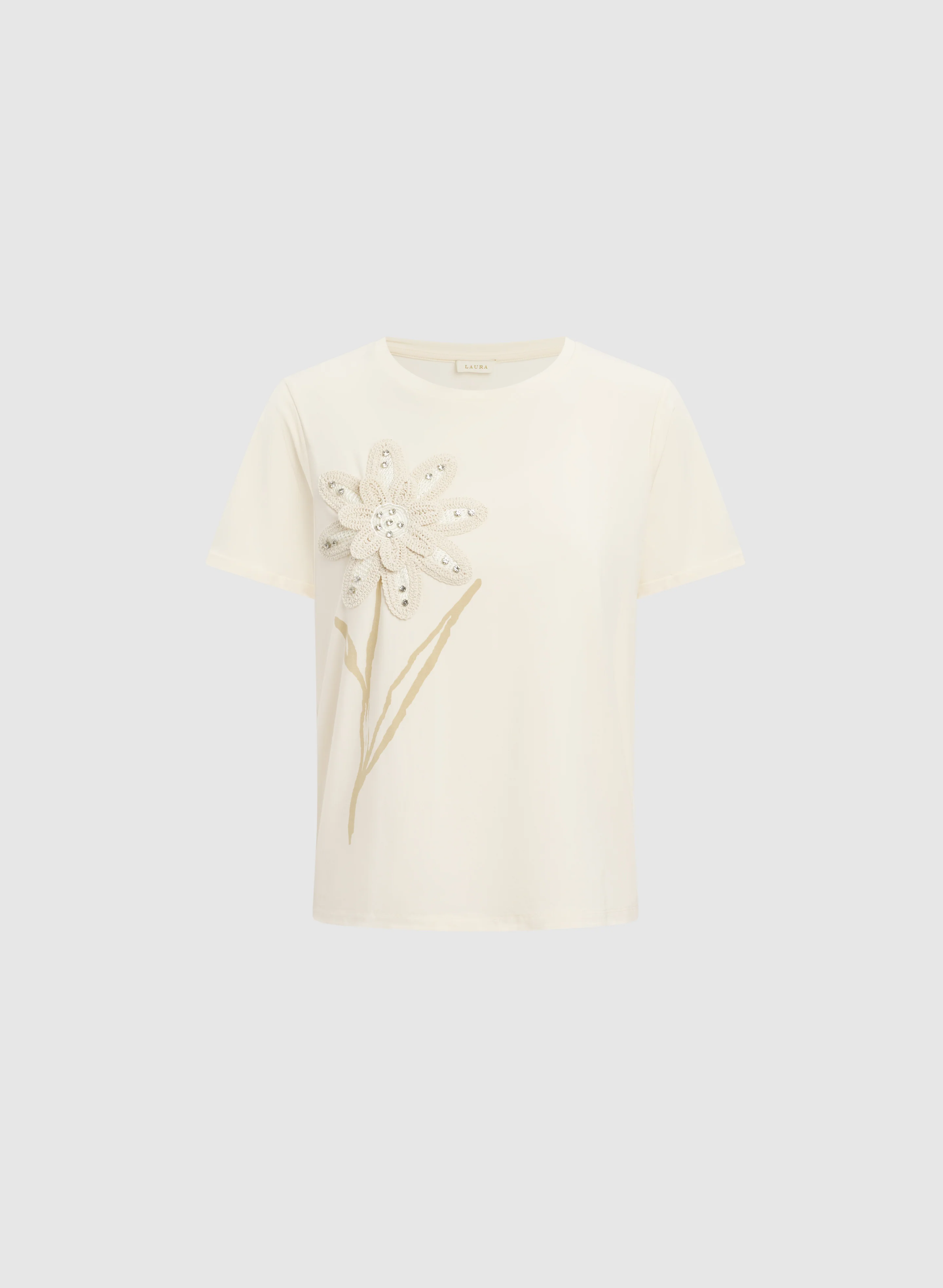 Floral Macrame Applique T-Shirt - Image 6