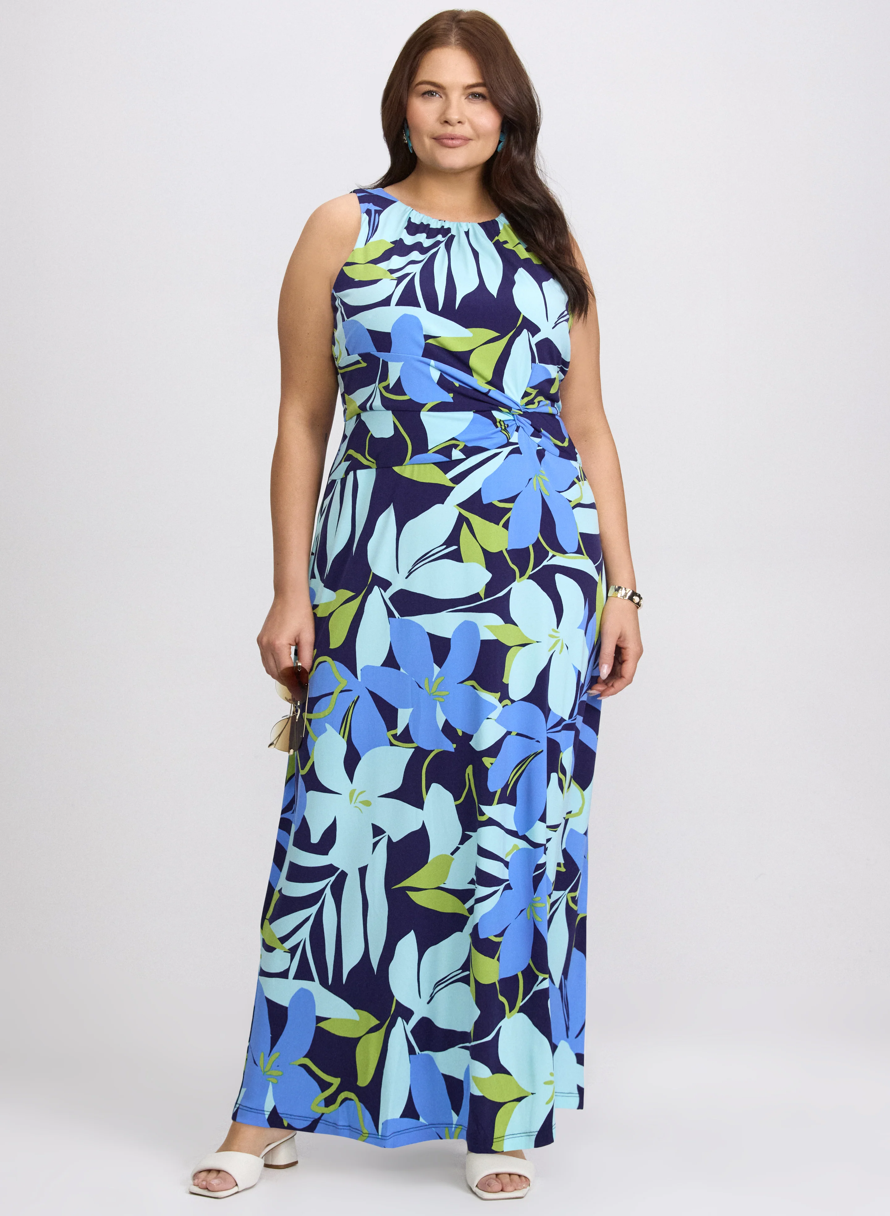 Floral Palm Print Maxi Dress