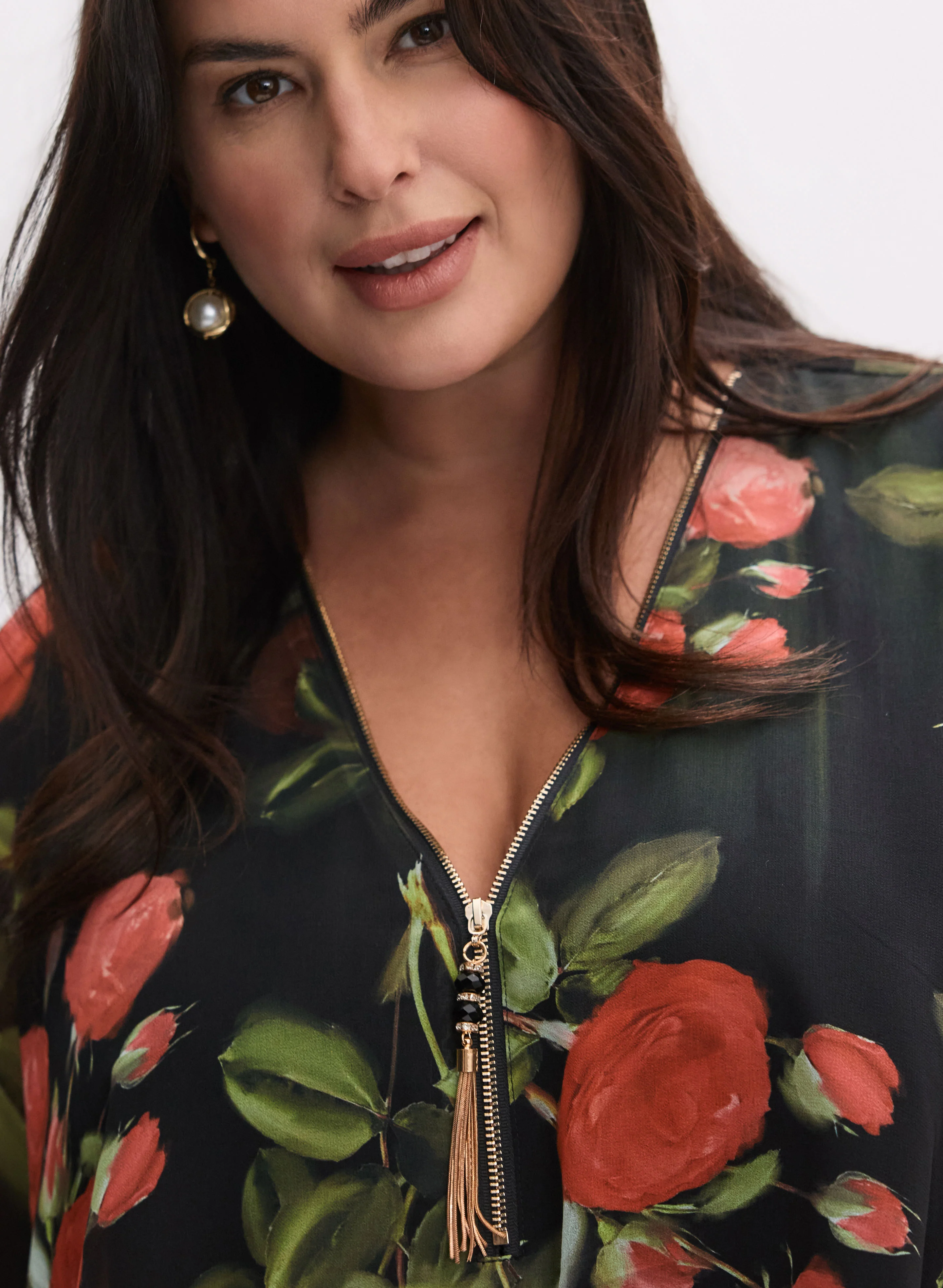 Floral Print Chiffon Poncho - Image 3
