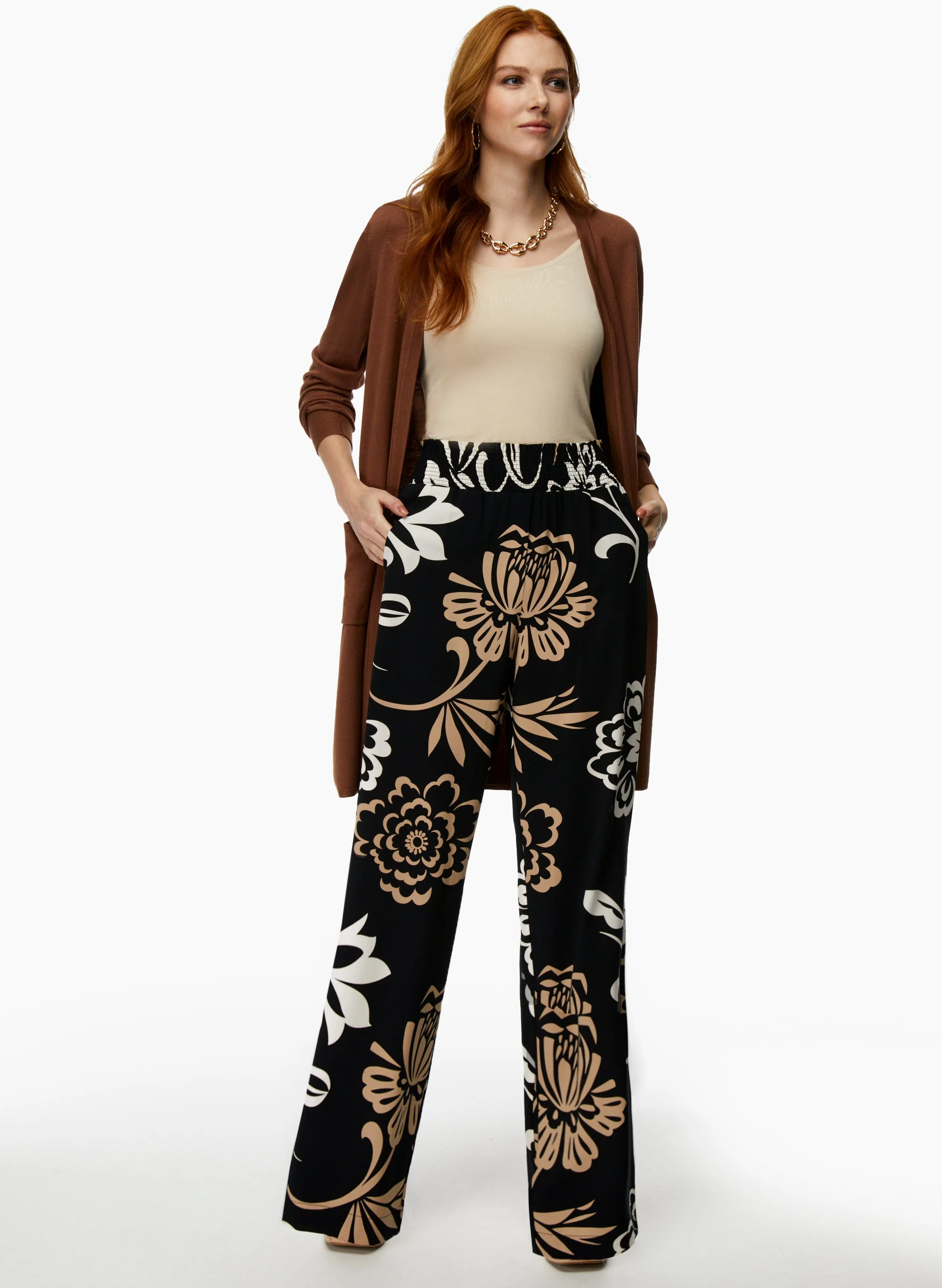 Floral Print Wide Leg Pants - Image 3