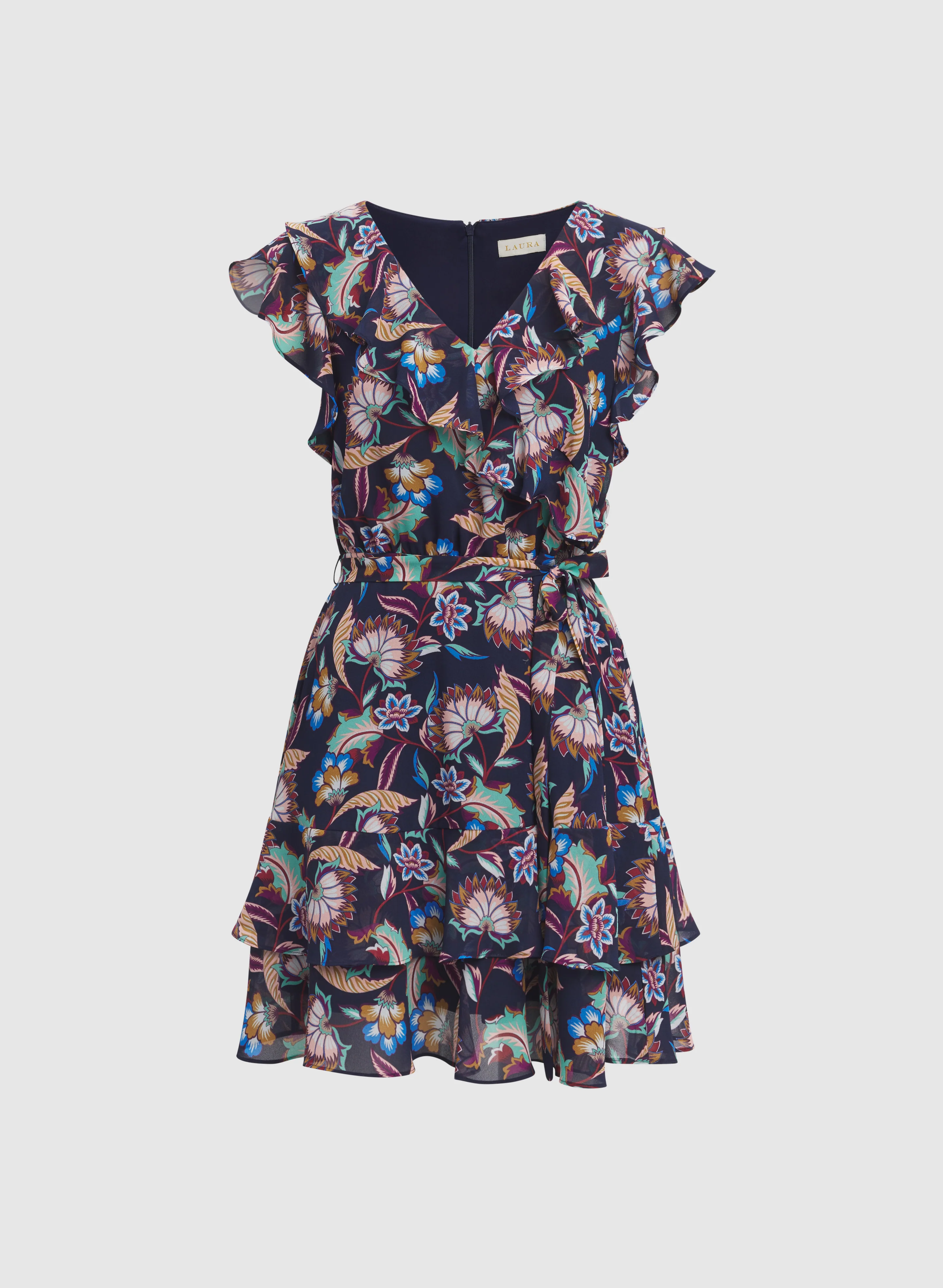 Floral Ruffle Chiffon Dress - Image 6