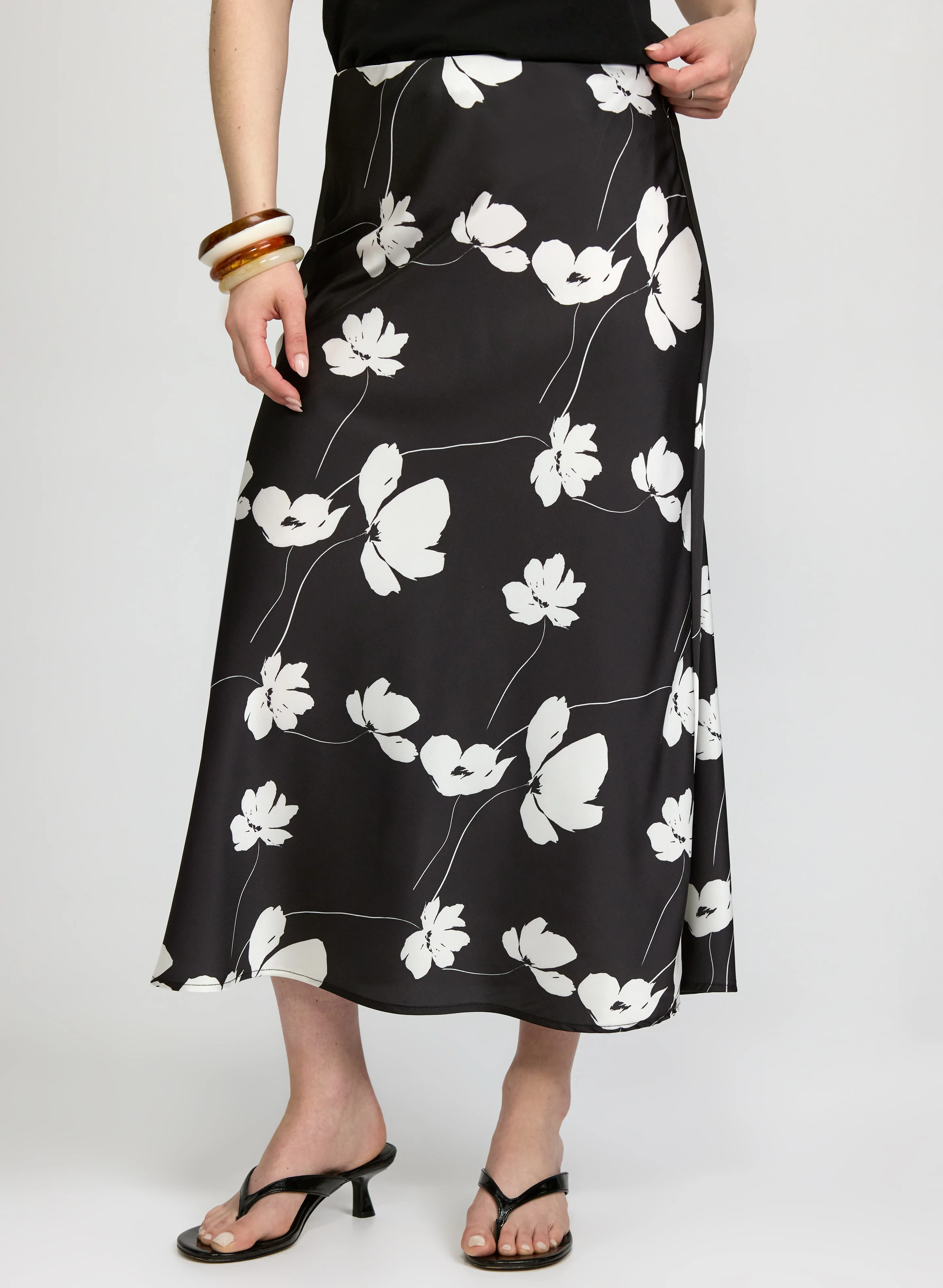 Floral Satin Skirt