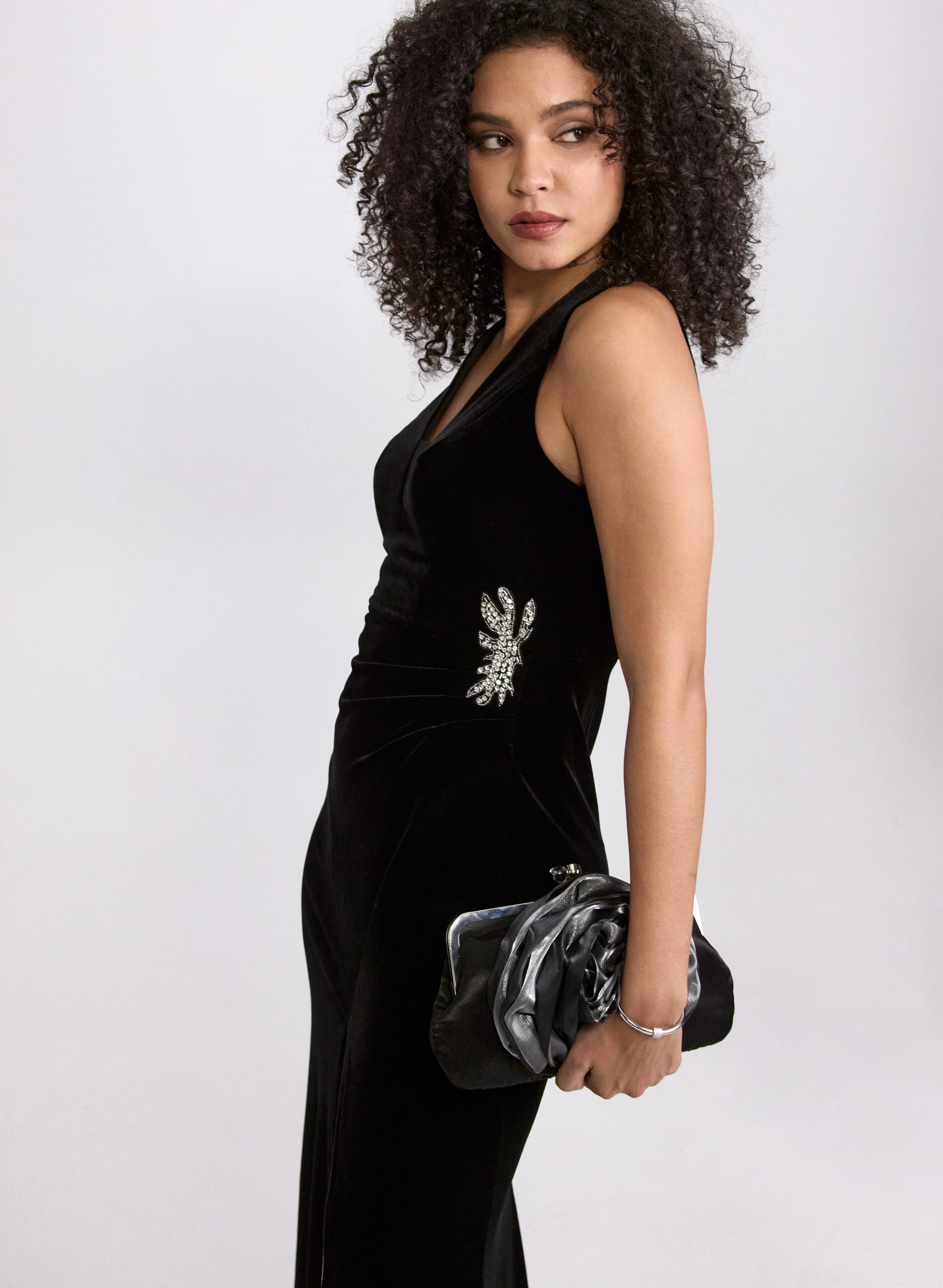 Front Slit Velvet Dress - Image 7