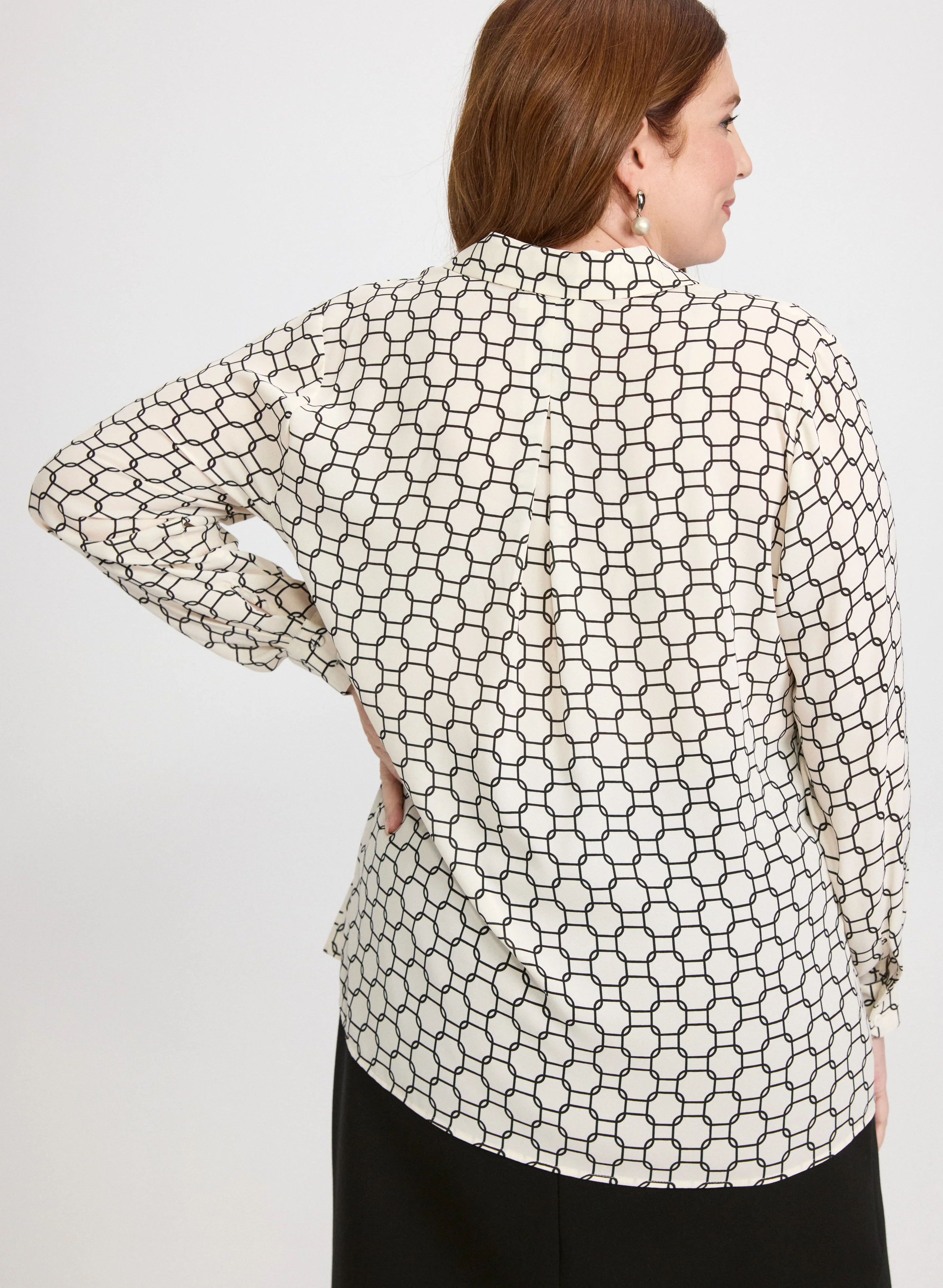 Geometric Button-Down Blouse - Image 4