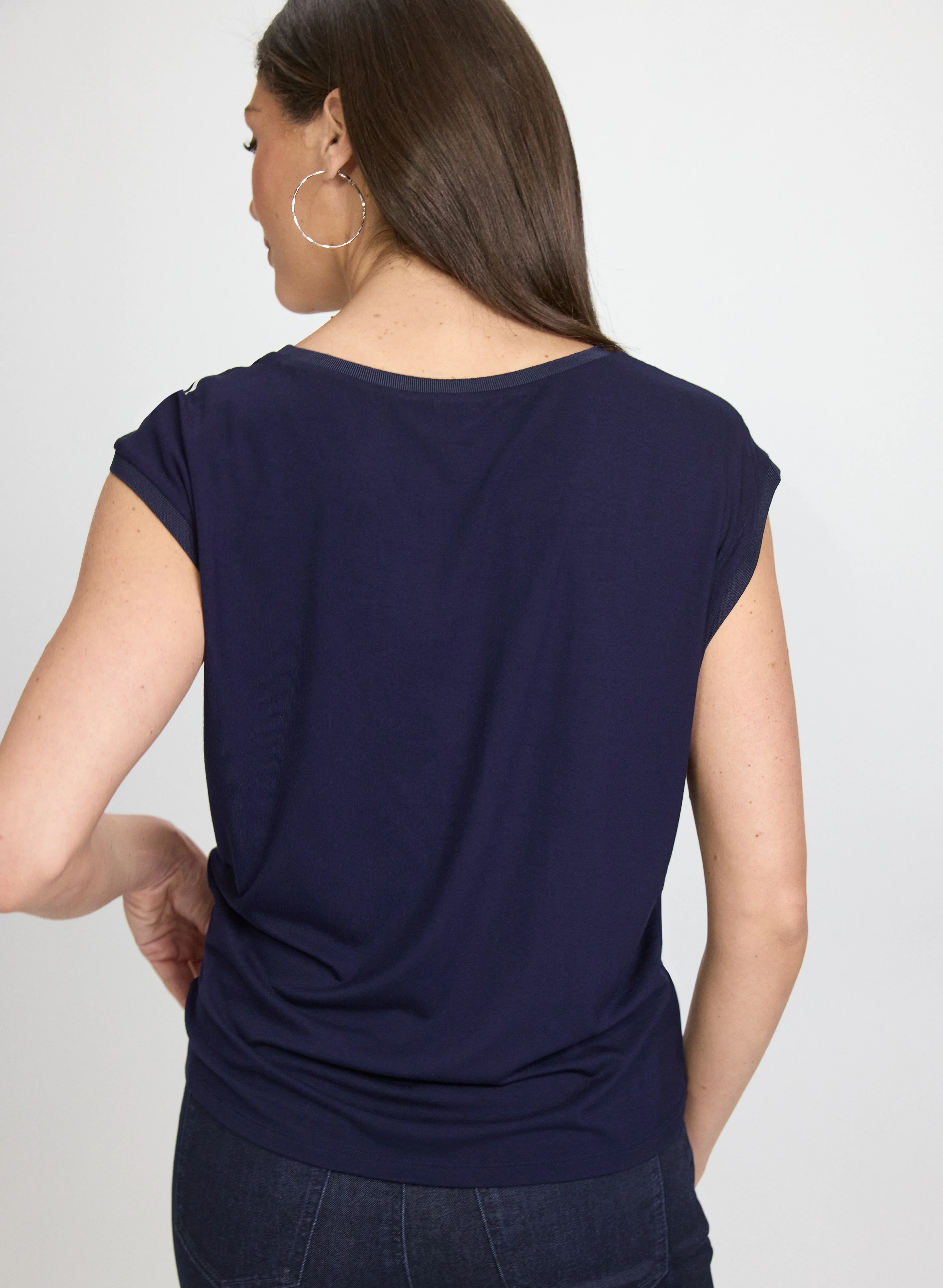 Geometric Cap Sleeve Top - Image 4