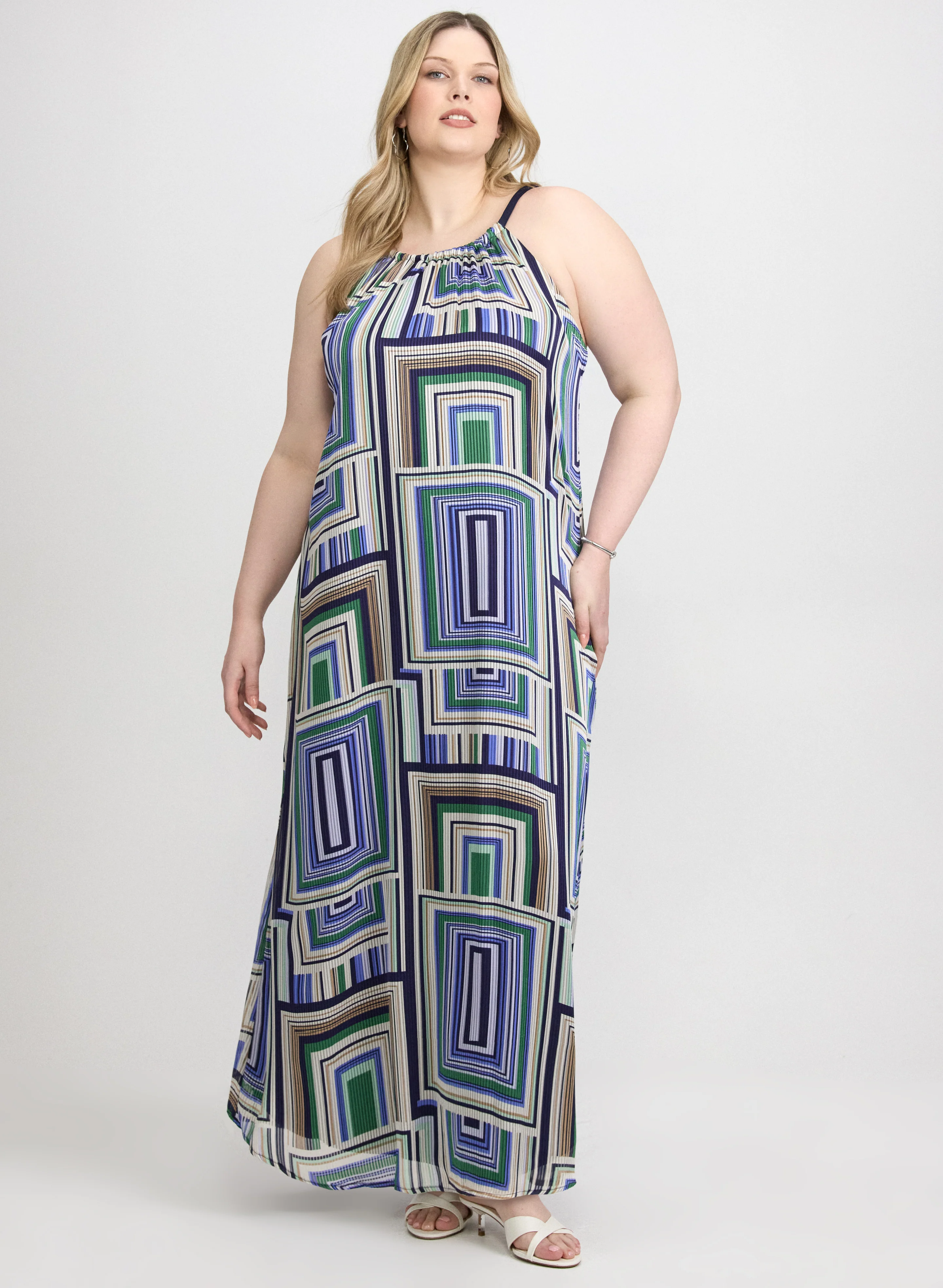 Geometric Halter Neck Dress