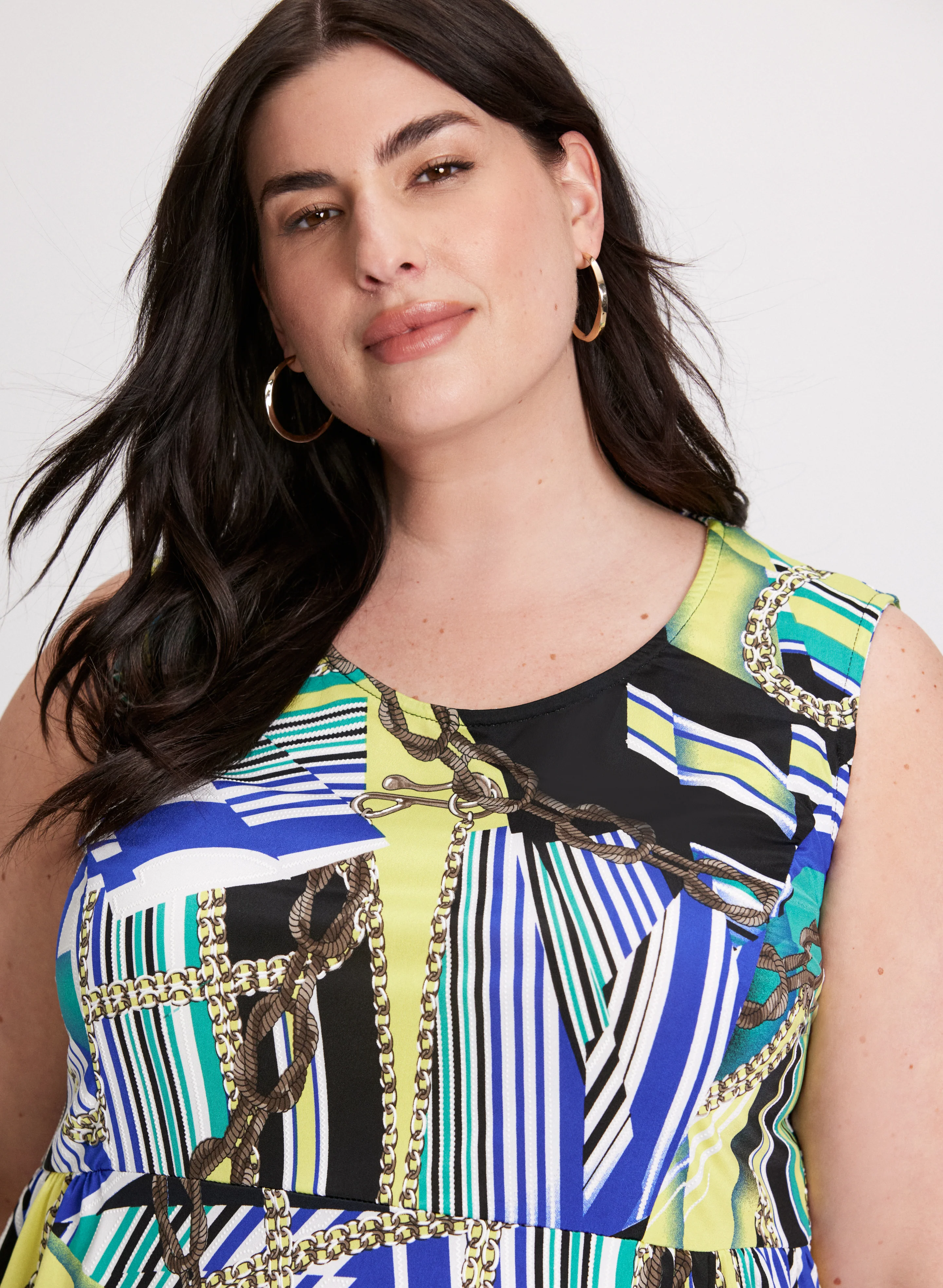 Geometric Print Sleeveless Top - Image 2