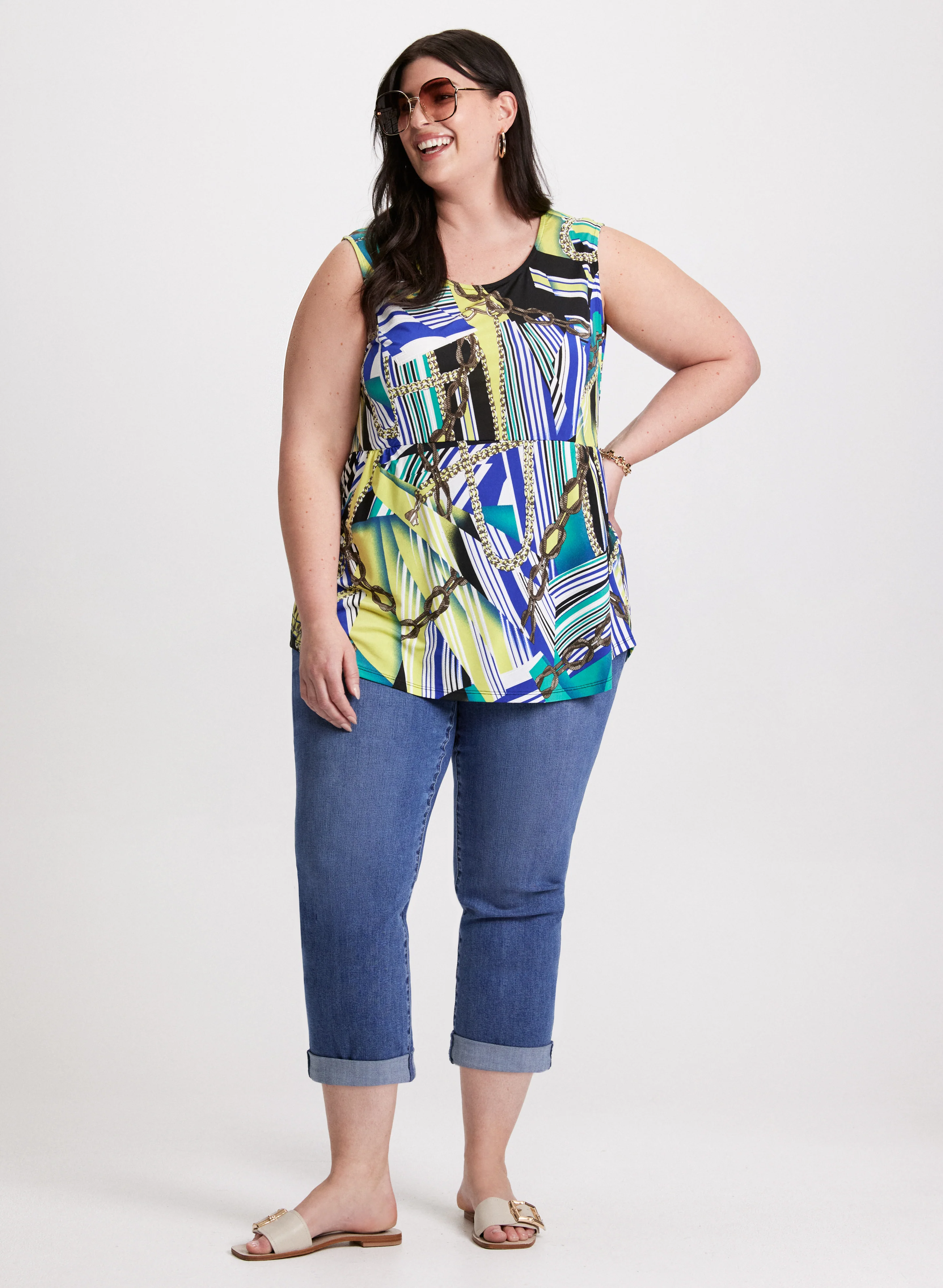 Geometric Print Sleeveless Top - Image 3