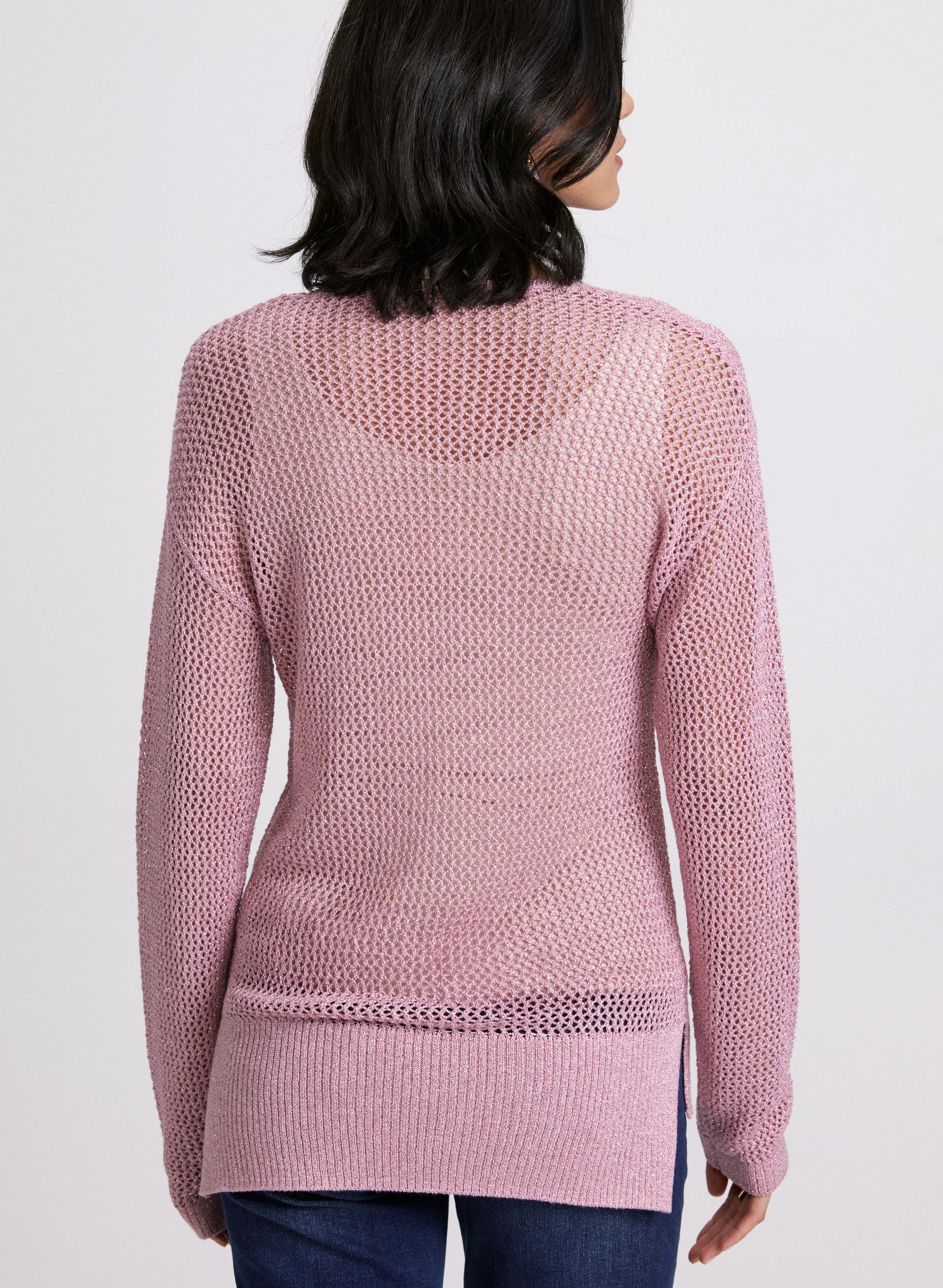 Glitter Knit Open Weave Sweater - Image 4