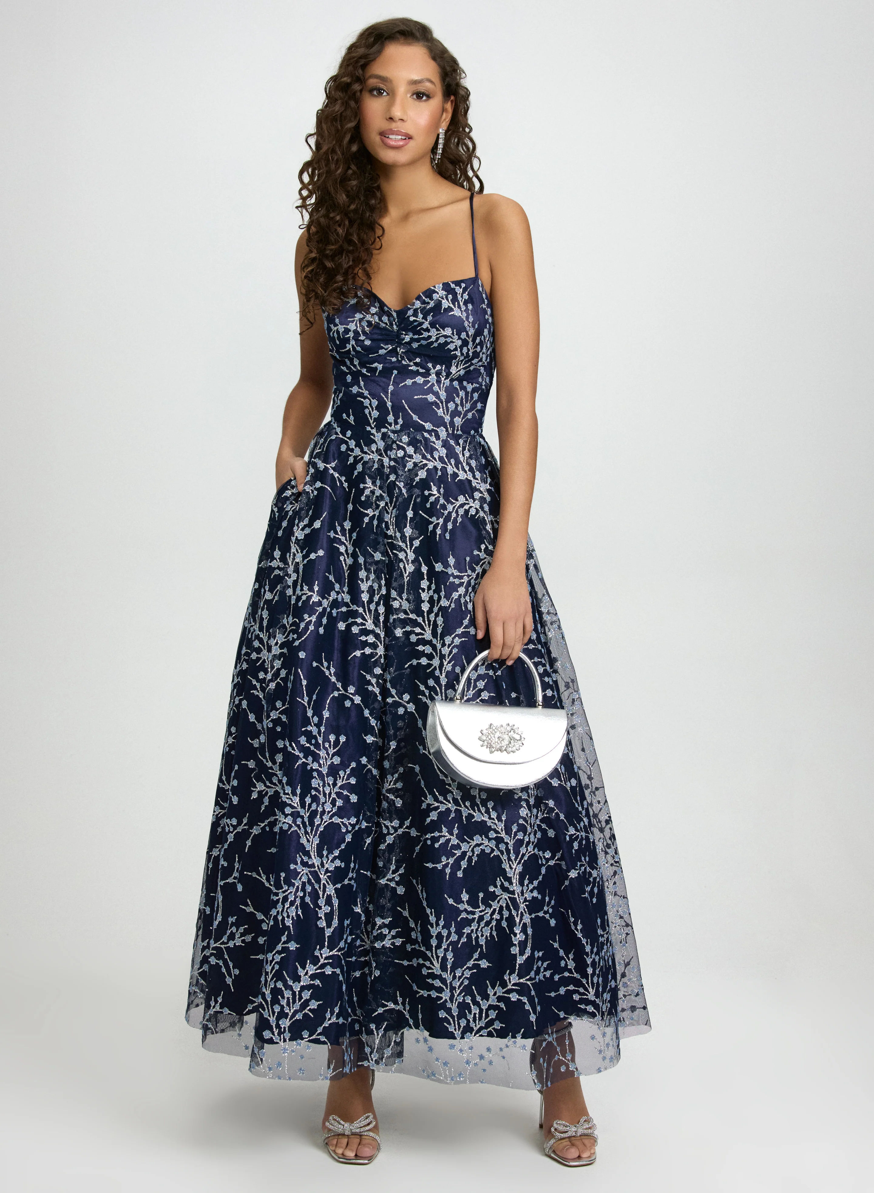 Glitter Tulle & Satin Gown