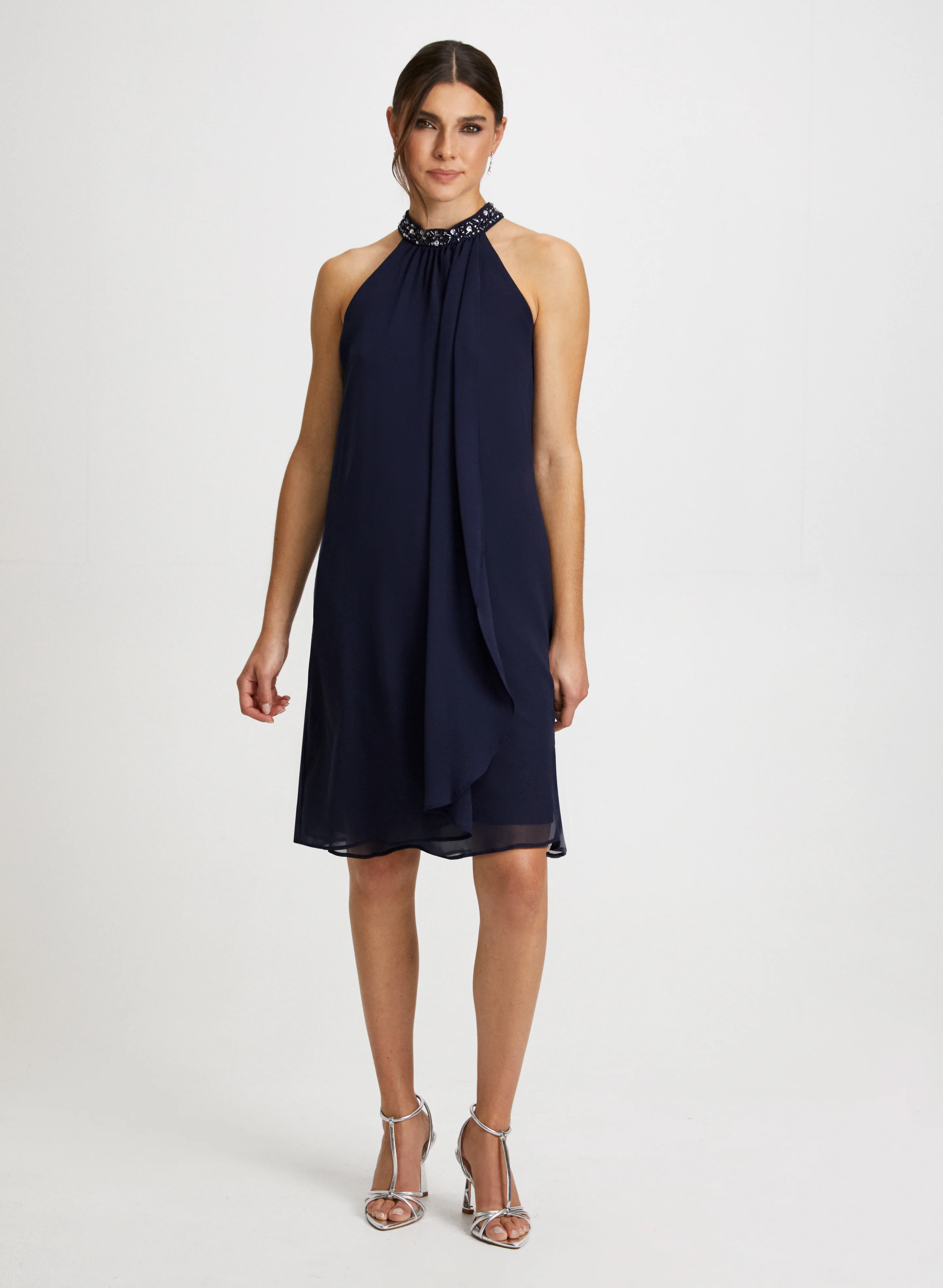Halter Neck Dress & Dangle Earrings