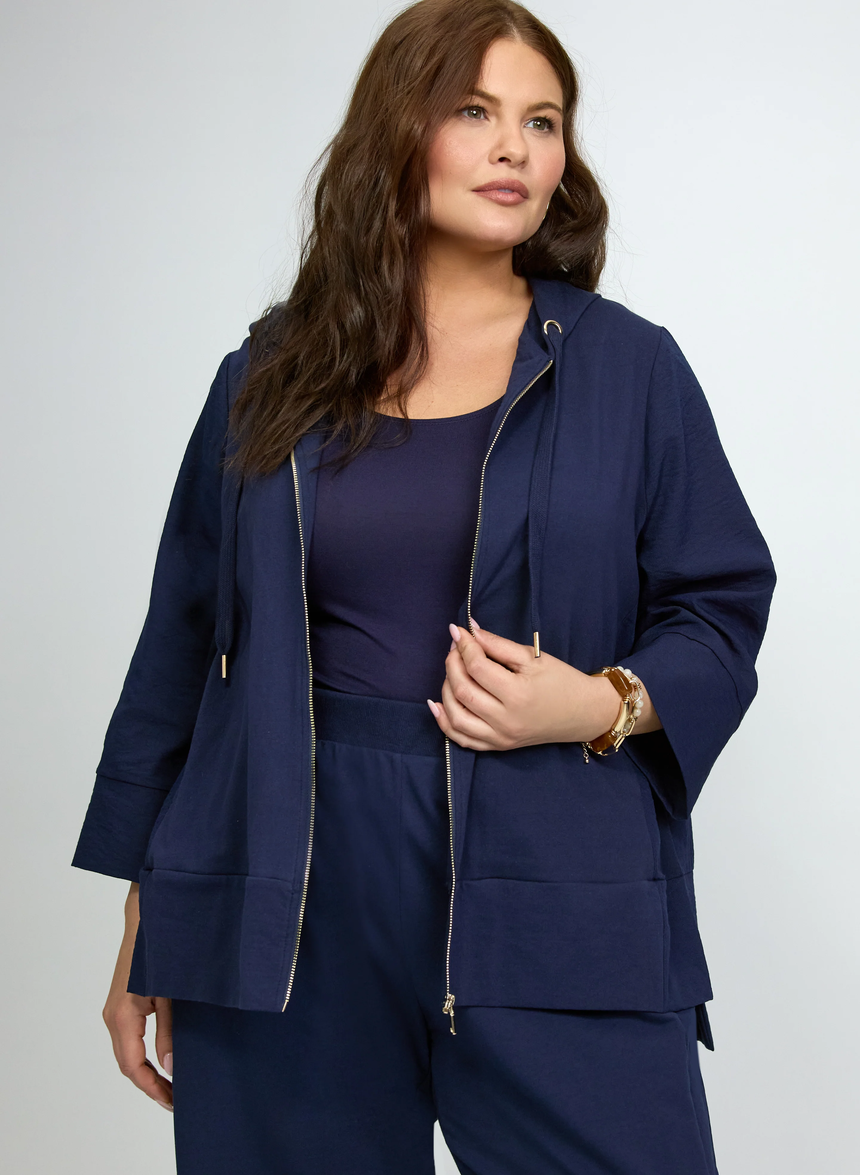 Hooded Zip Front Top