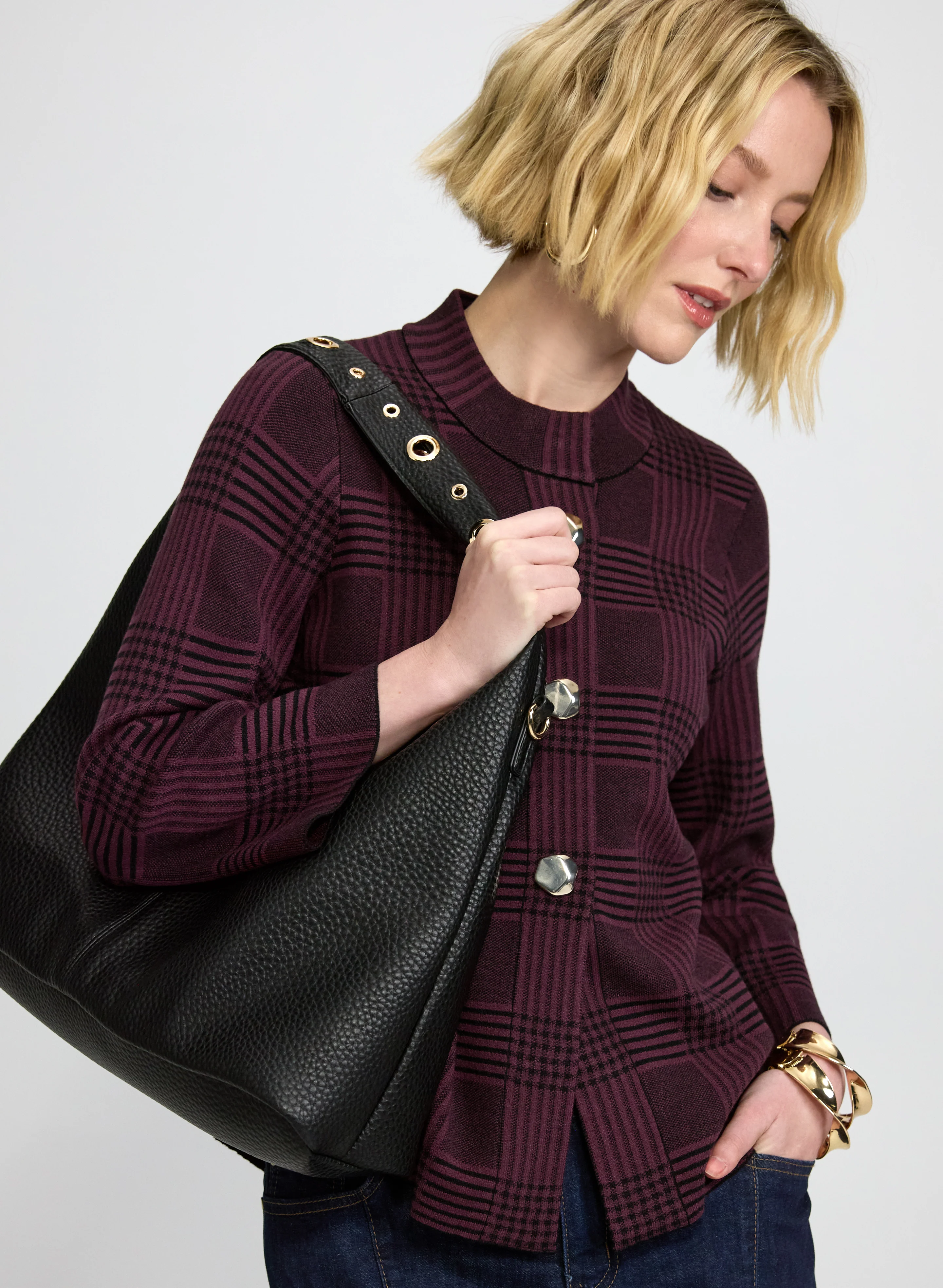 Houndstooth Button Cardigan