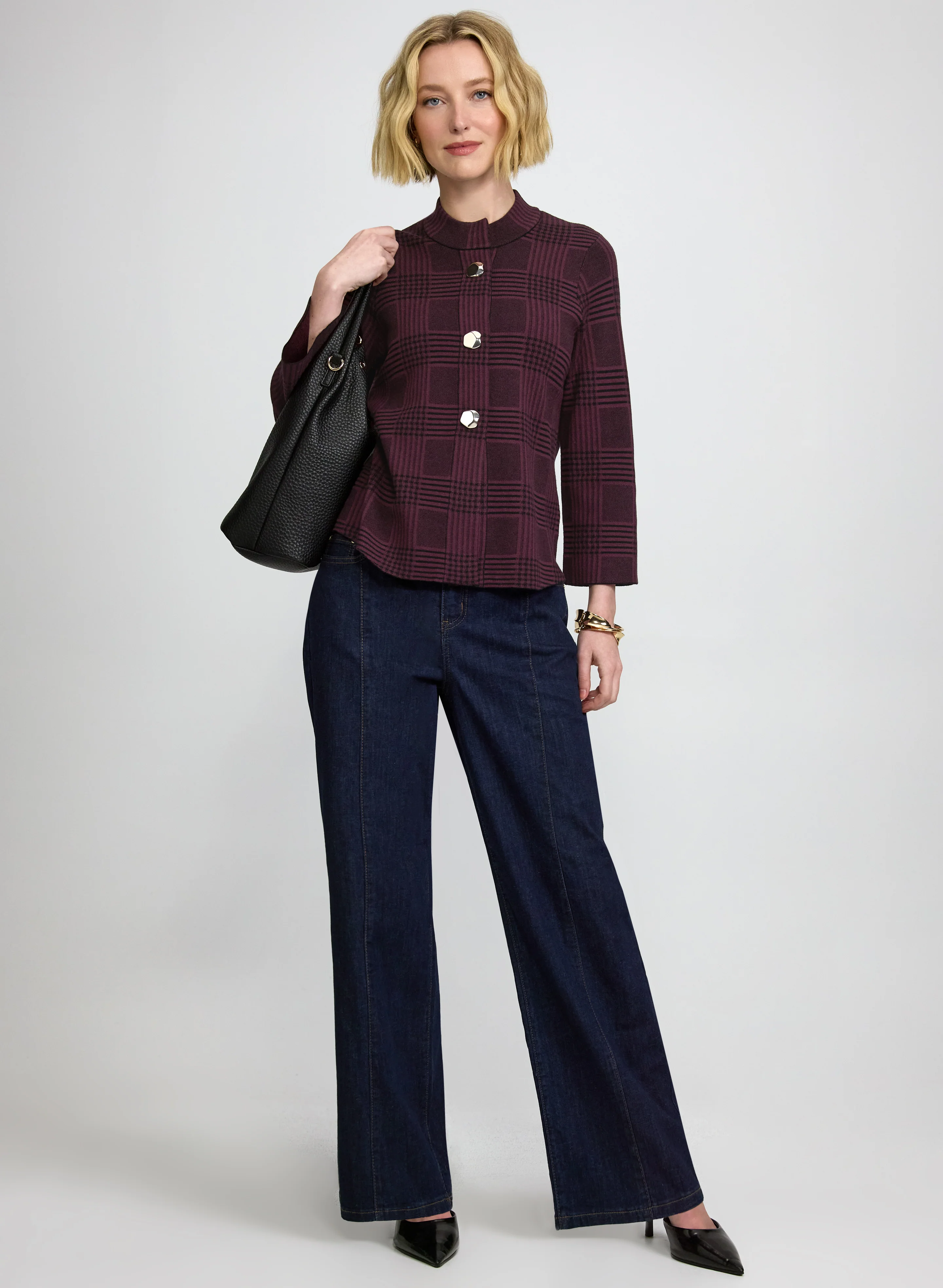 Houndstooth Button Cardigan - Image 4