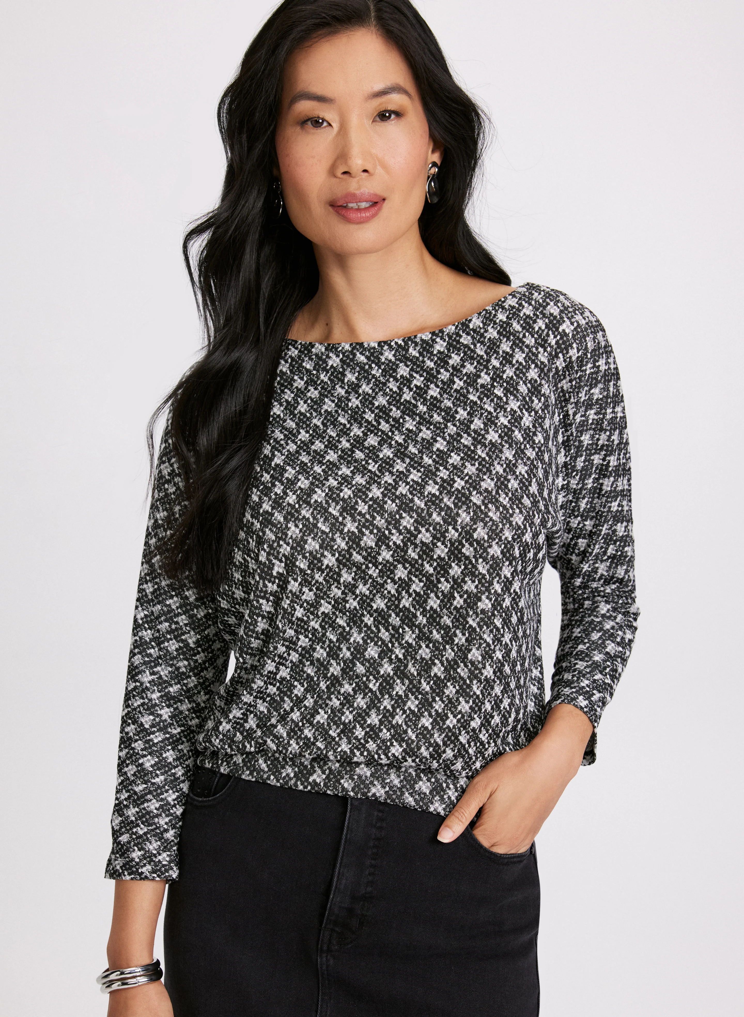 Houndstooth Jacquard Knit Top - Image 5