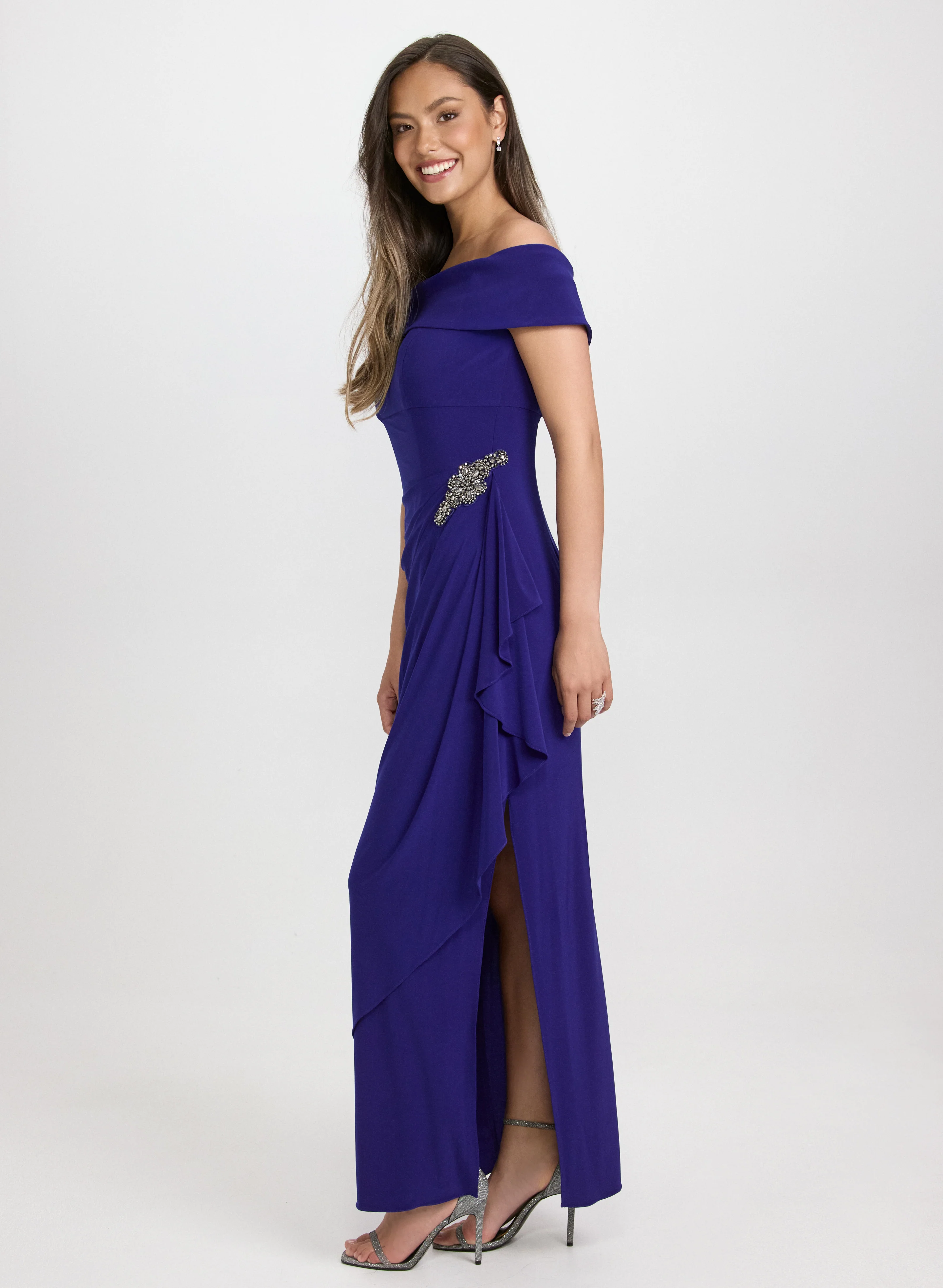 Jeweled Detail Off-Shoulder Dress - Image 3