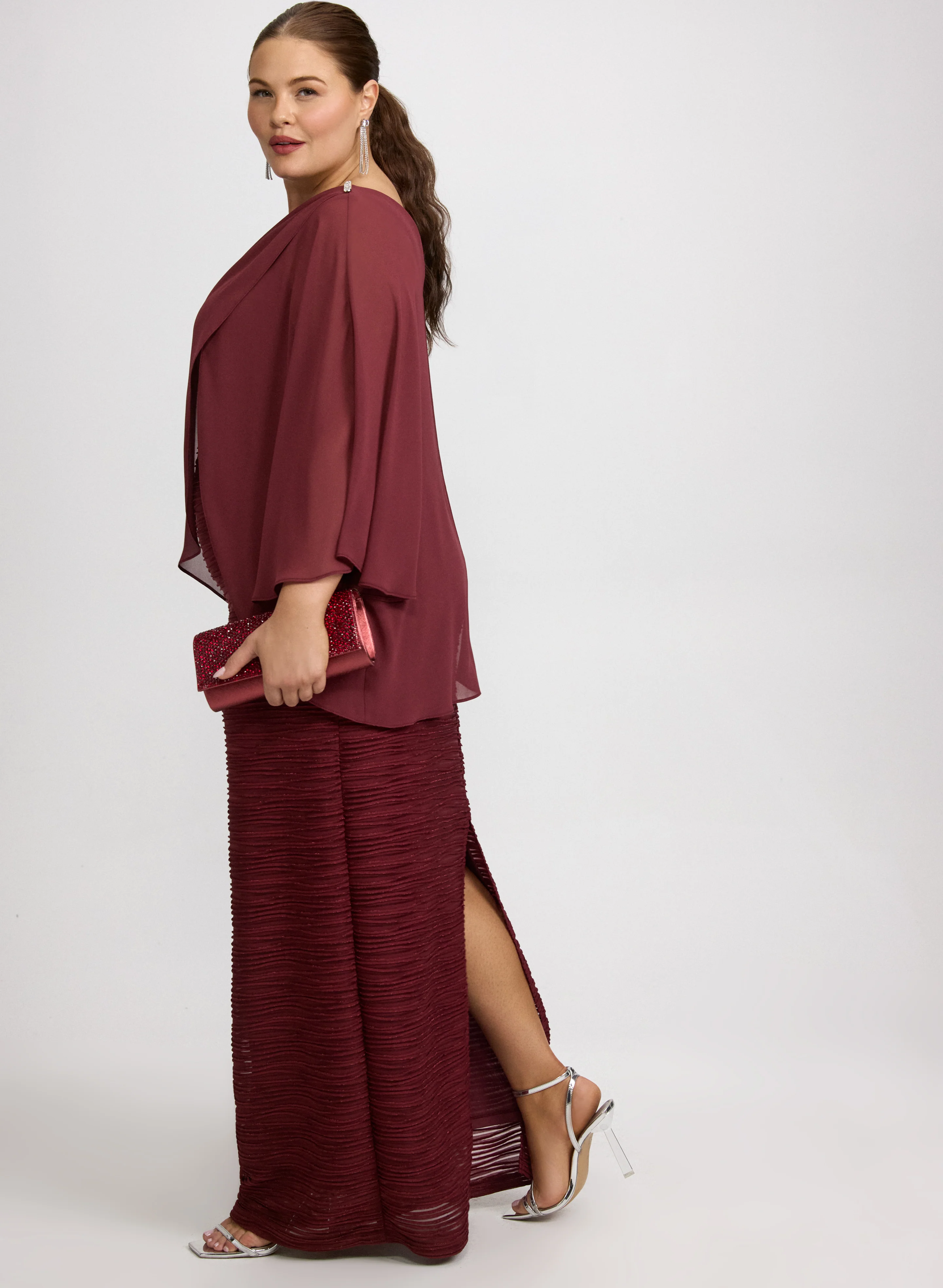 Joseph Ribkoff - Capelet Overlay Dress - Image 3