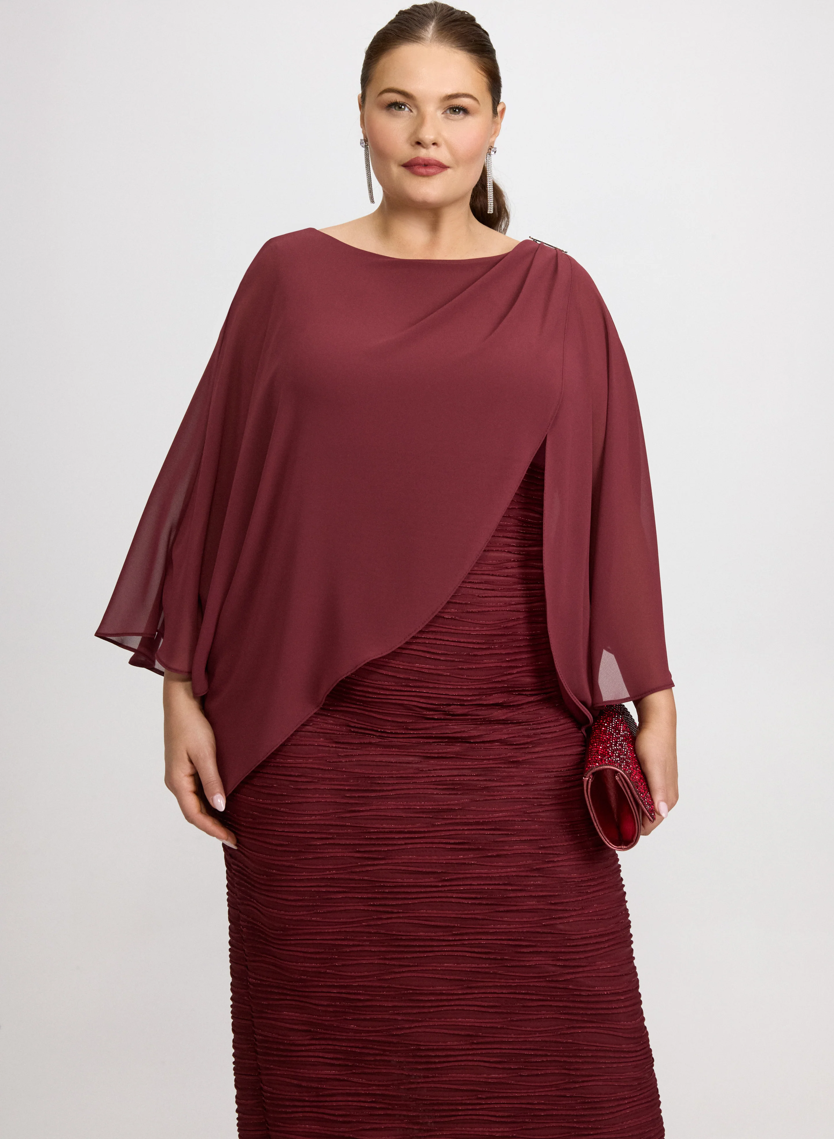 Joseph Ribkoff - Capelet Overlay Dress - Image 4
