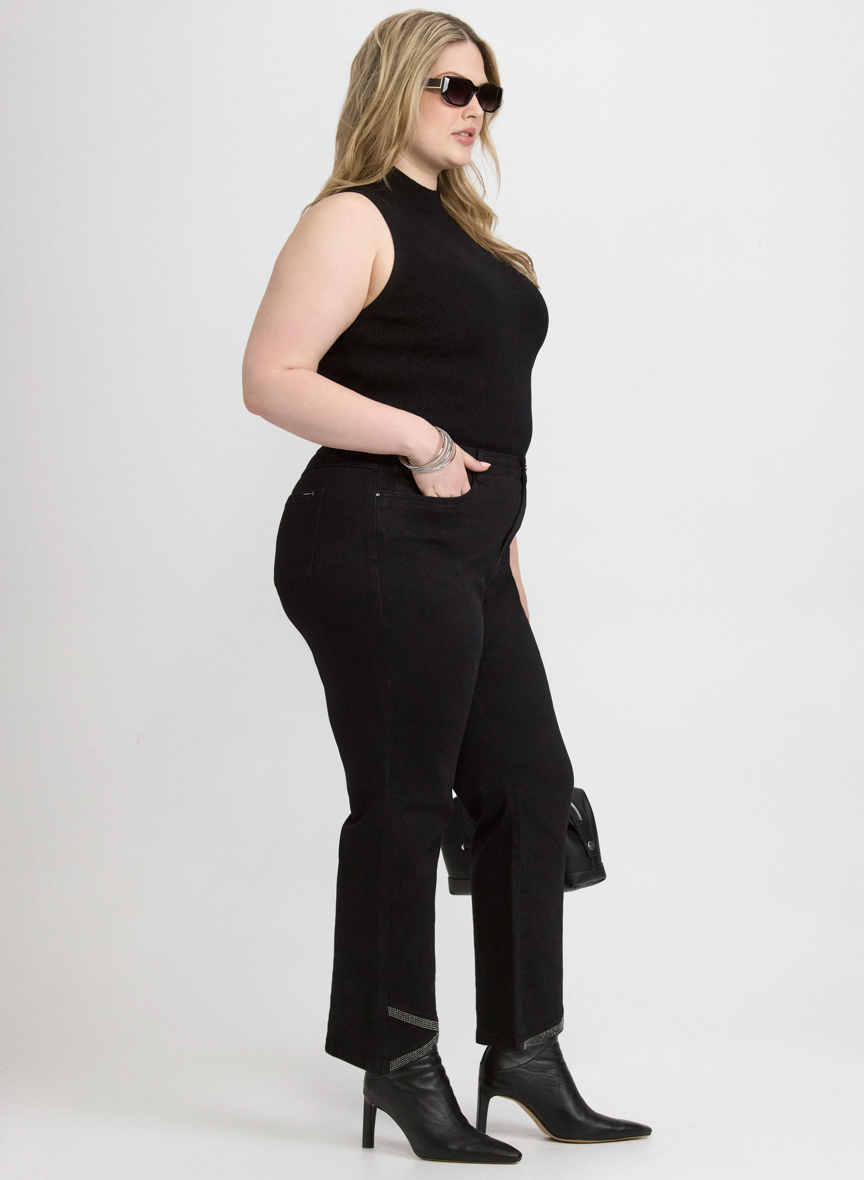Joseph Ribkoff - Embellished Hem Flare-Leg Jeans - Image 5