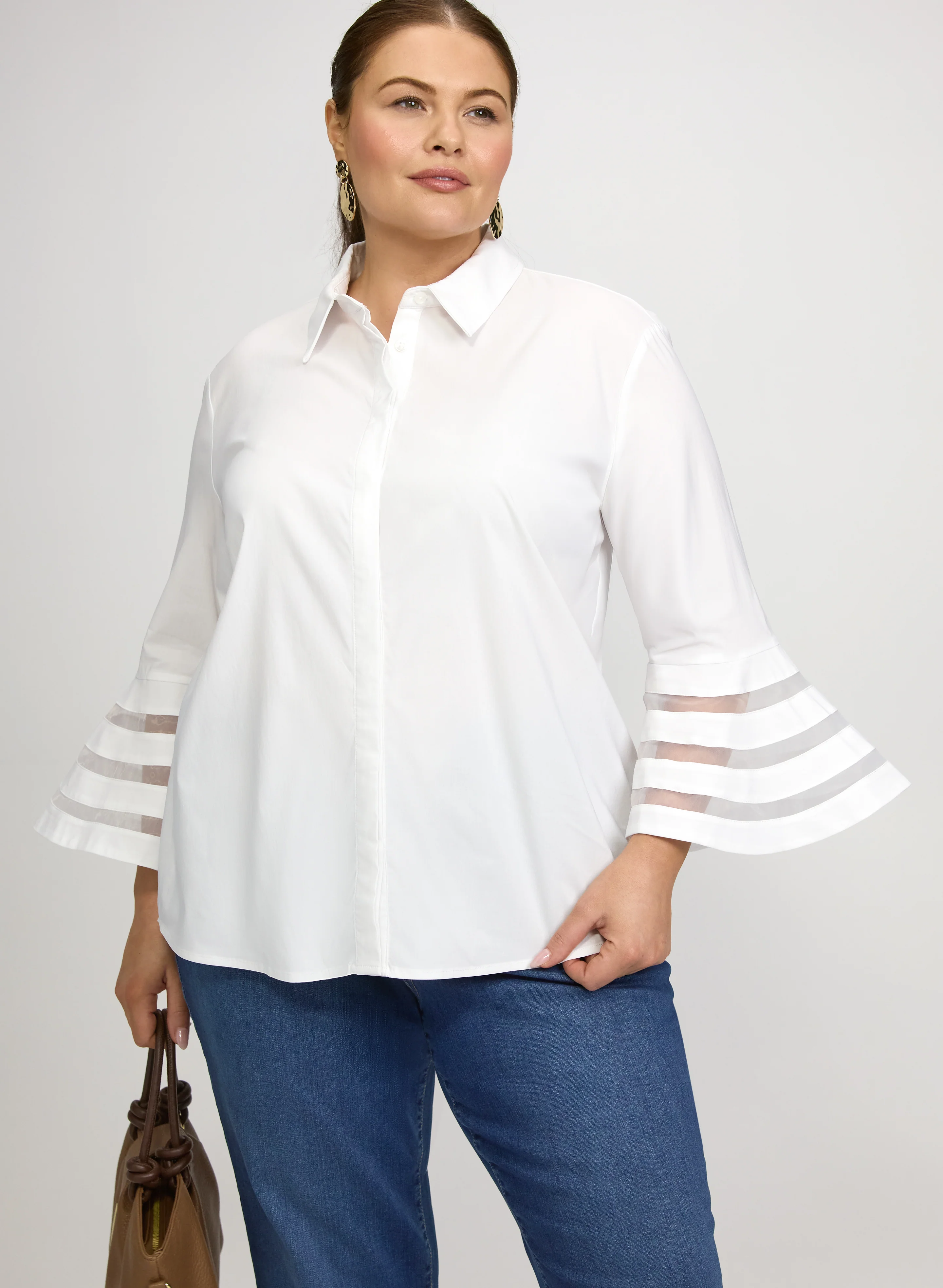 Joseph Ribkoff - Mesh Bell Sleeve Blouse