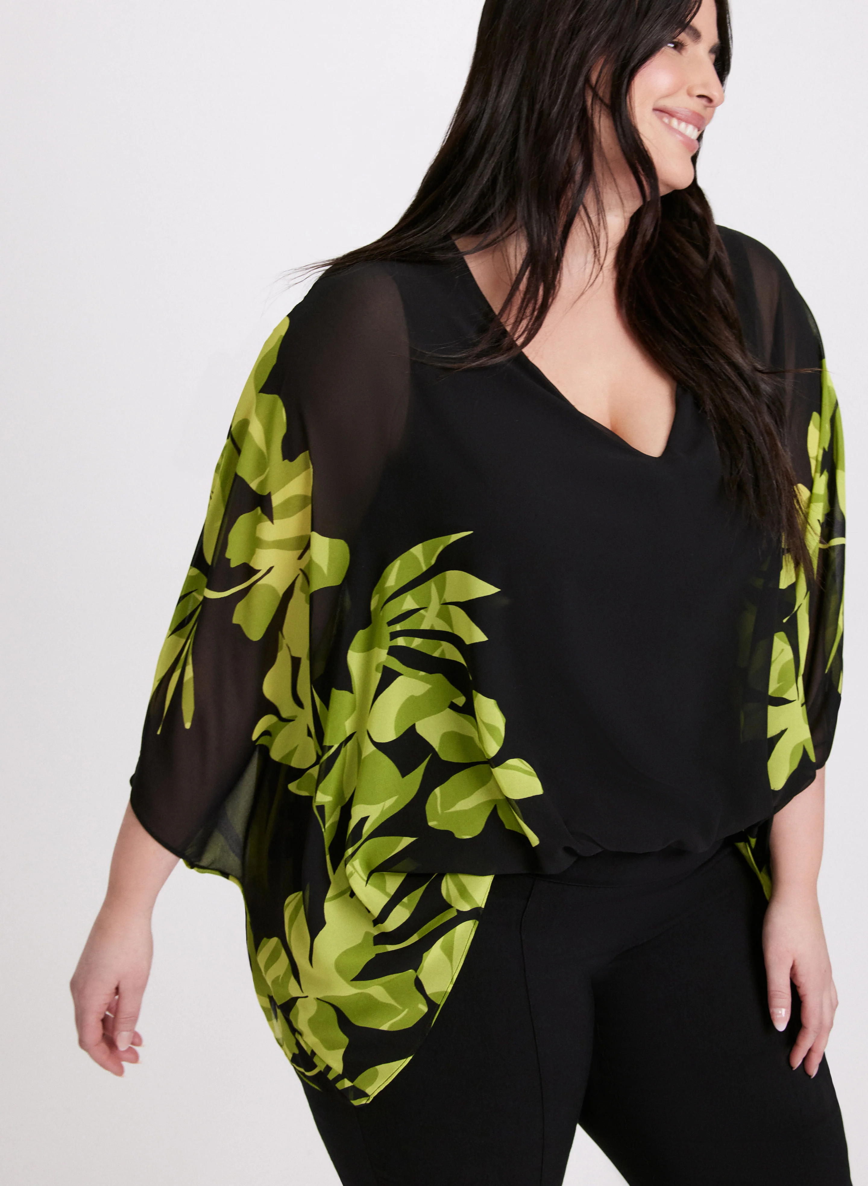 Joseph Ribkoff - Sheer Floral Print Blouse - Image 2