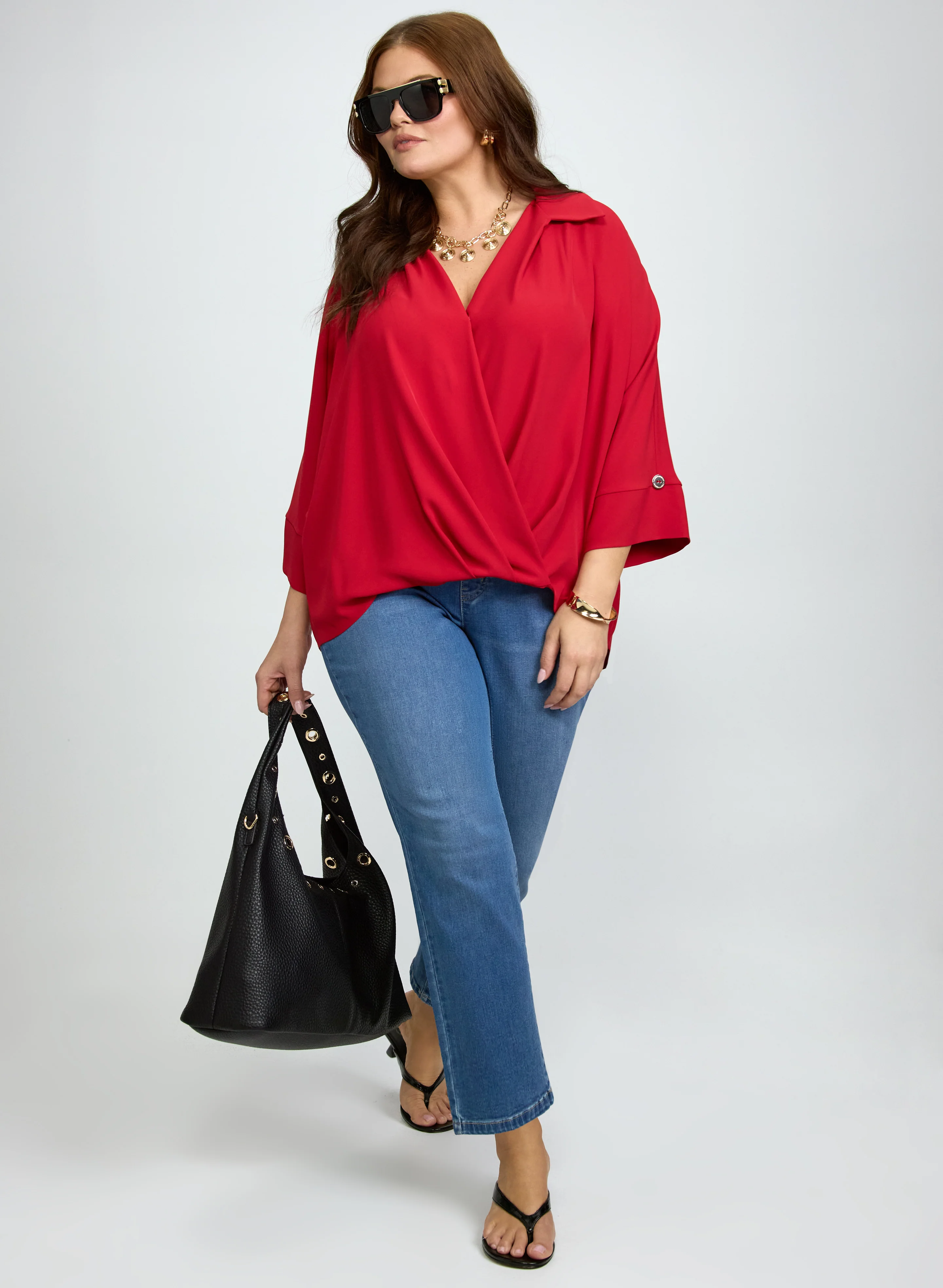 Joseph Ribkoff - Wrap Shirt Collar Blouse - Image 3