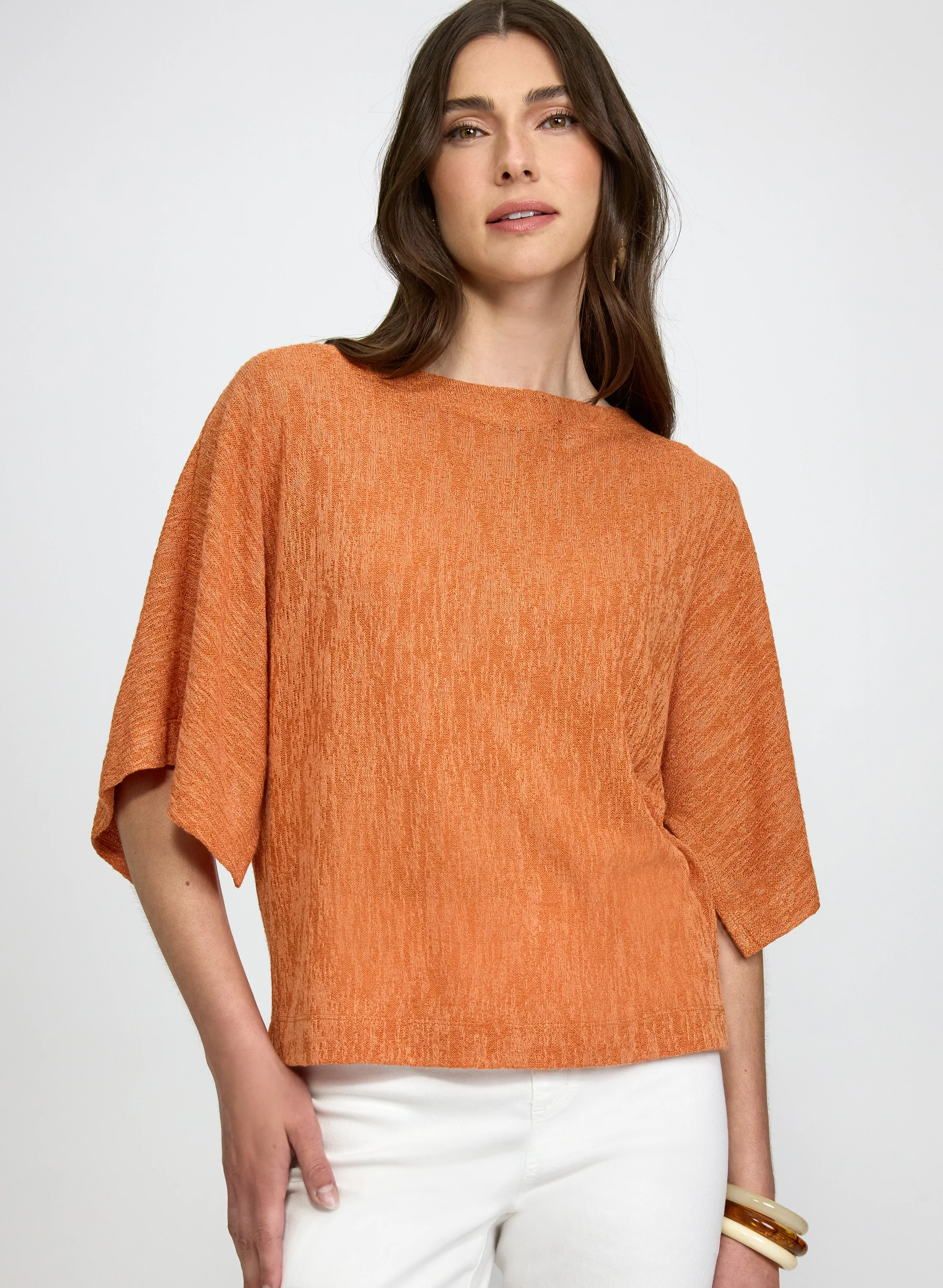 Knit Poncho-Style Top