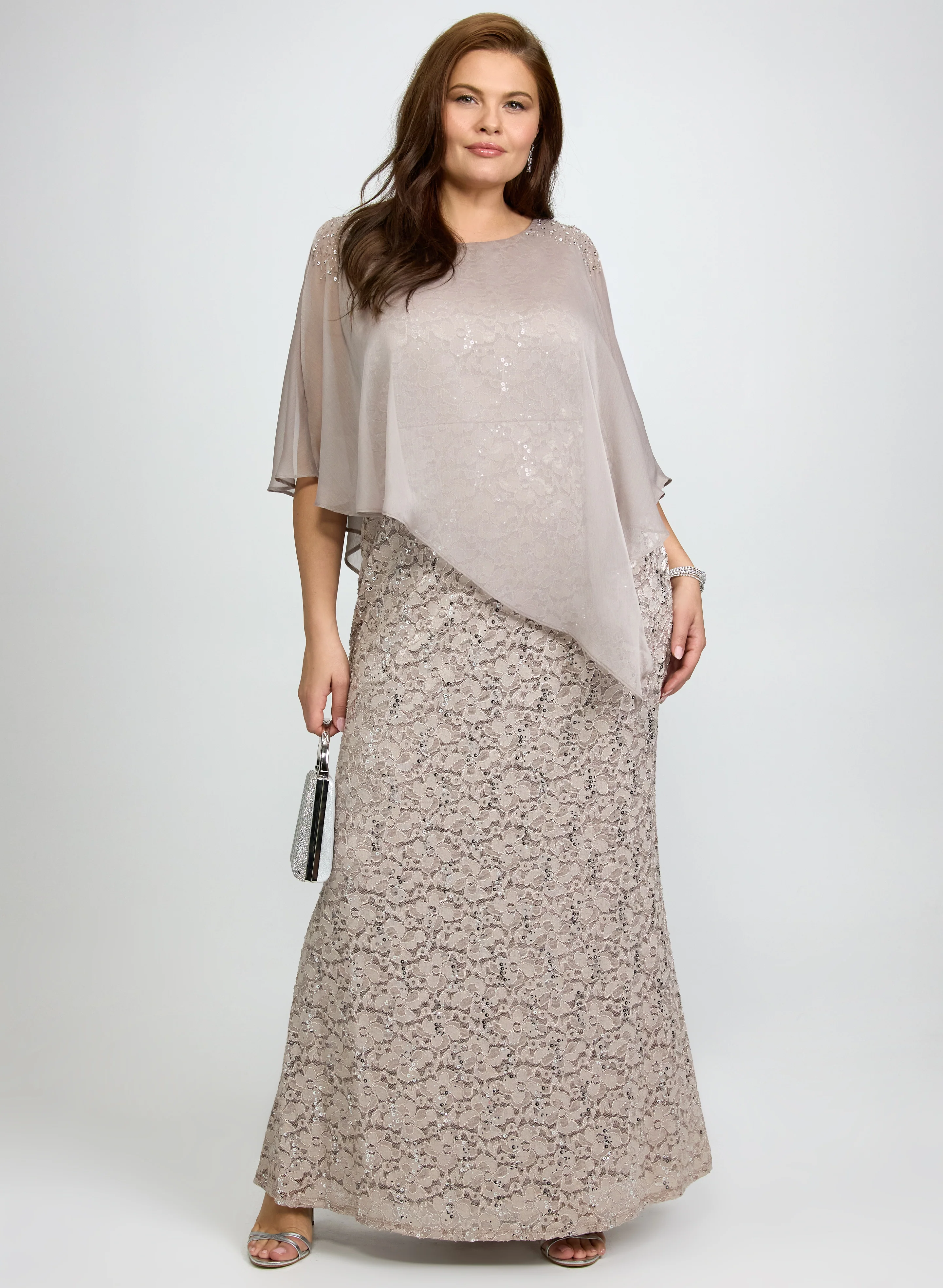 Lace Capelet Overlay Dress