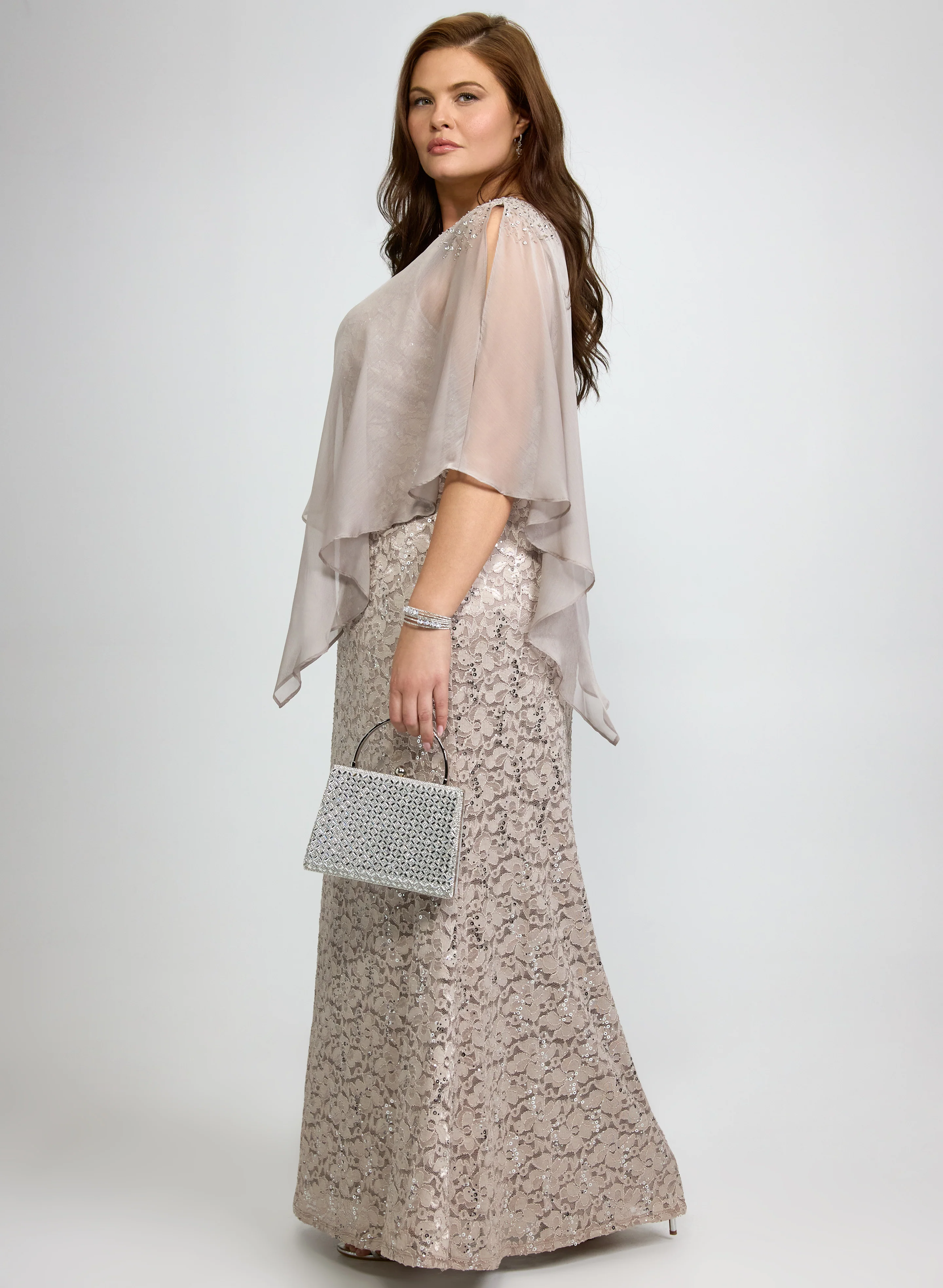 Lace Capelet Overlay Dress - Image 2