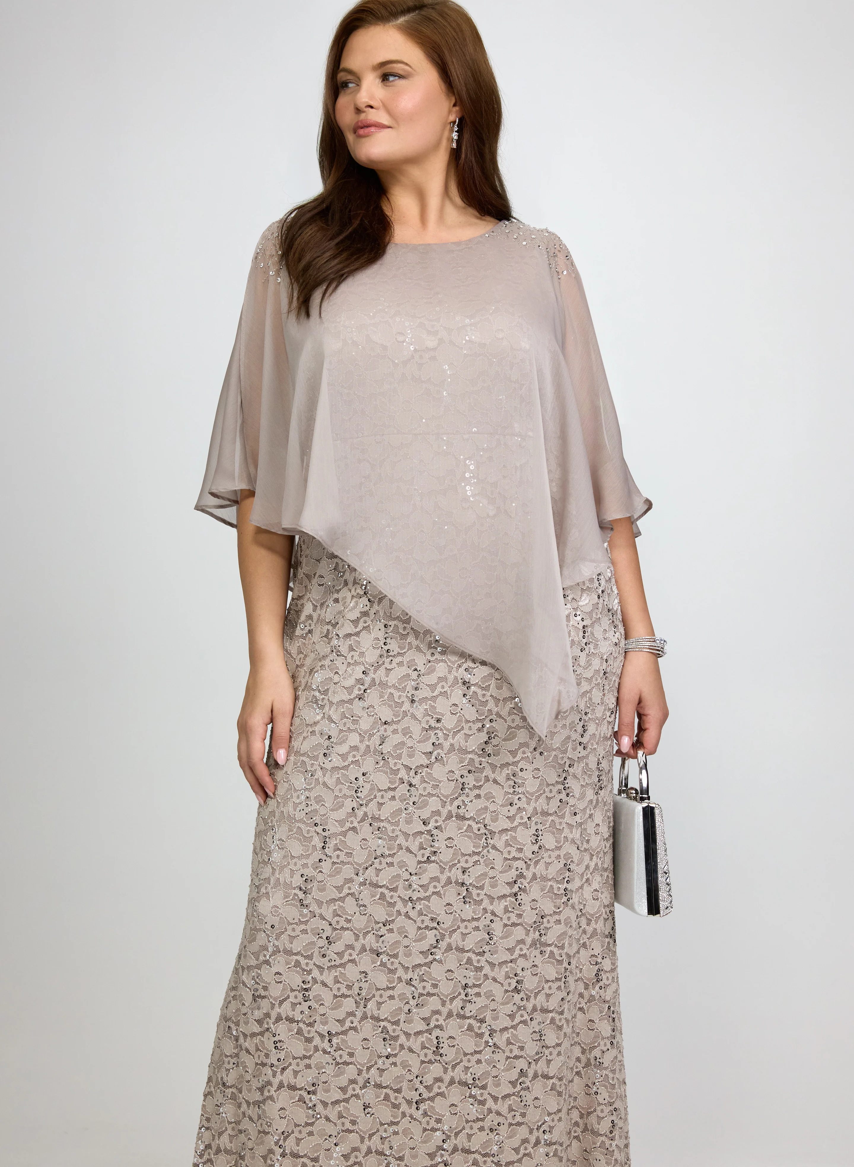 Lace Capelet Overlay Dress - Image 7