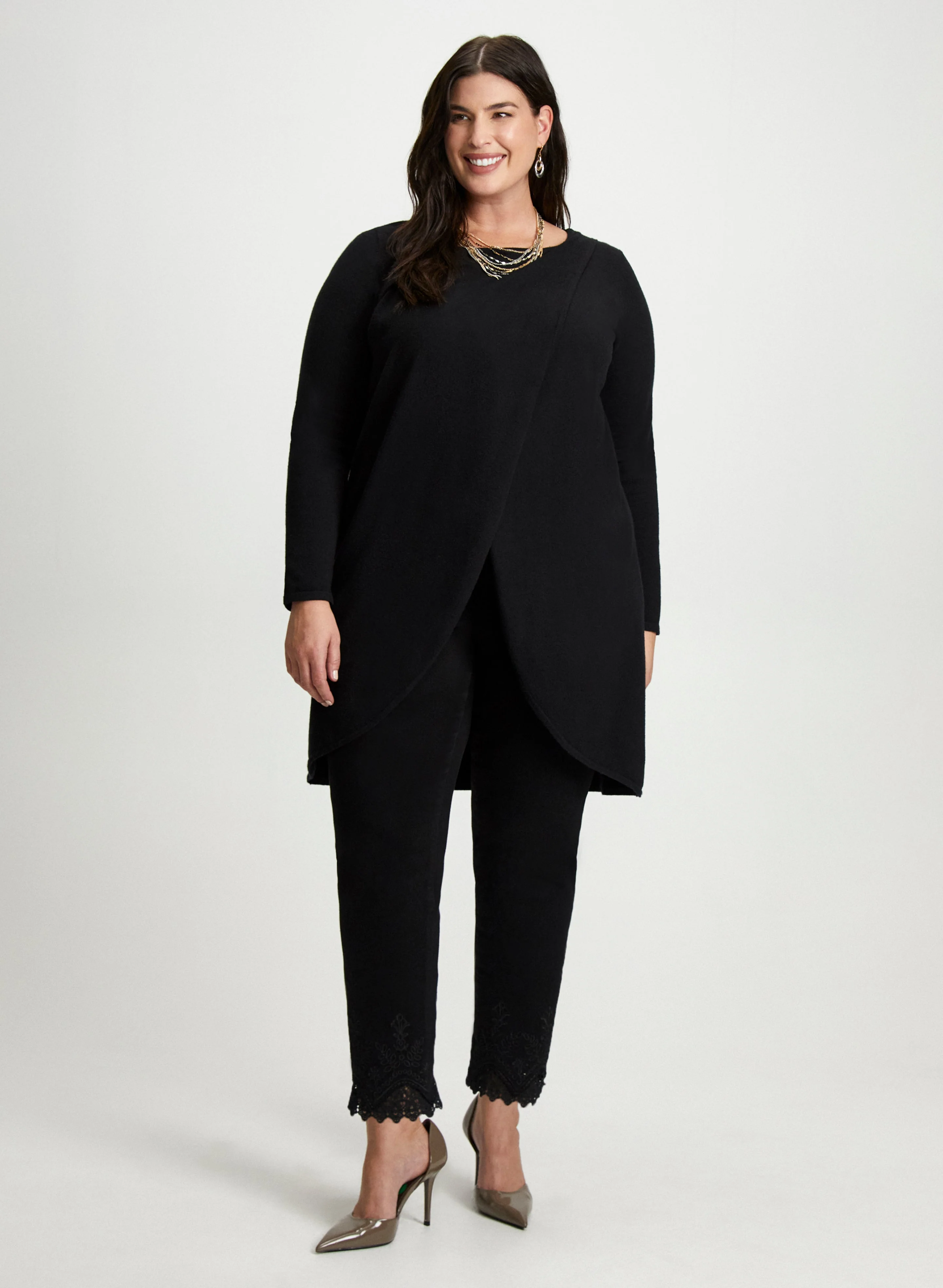 Layered Tunic Top & Lace Hem Pants