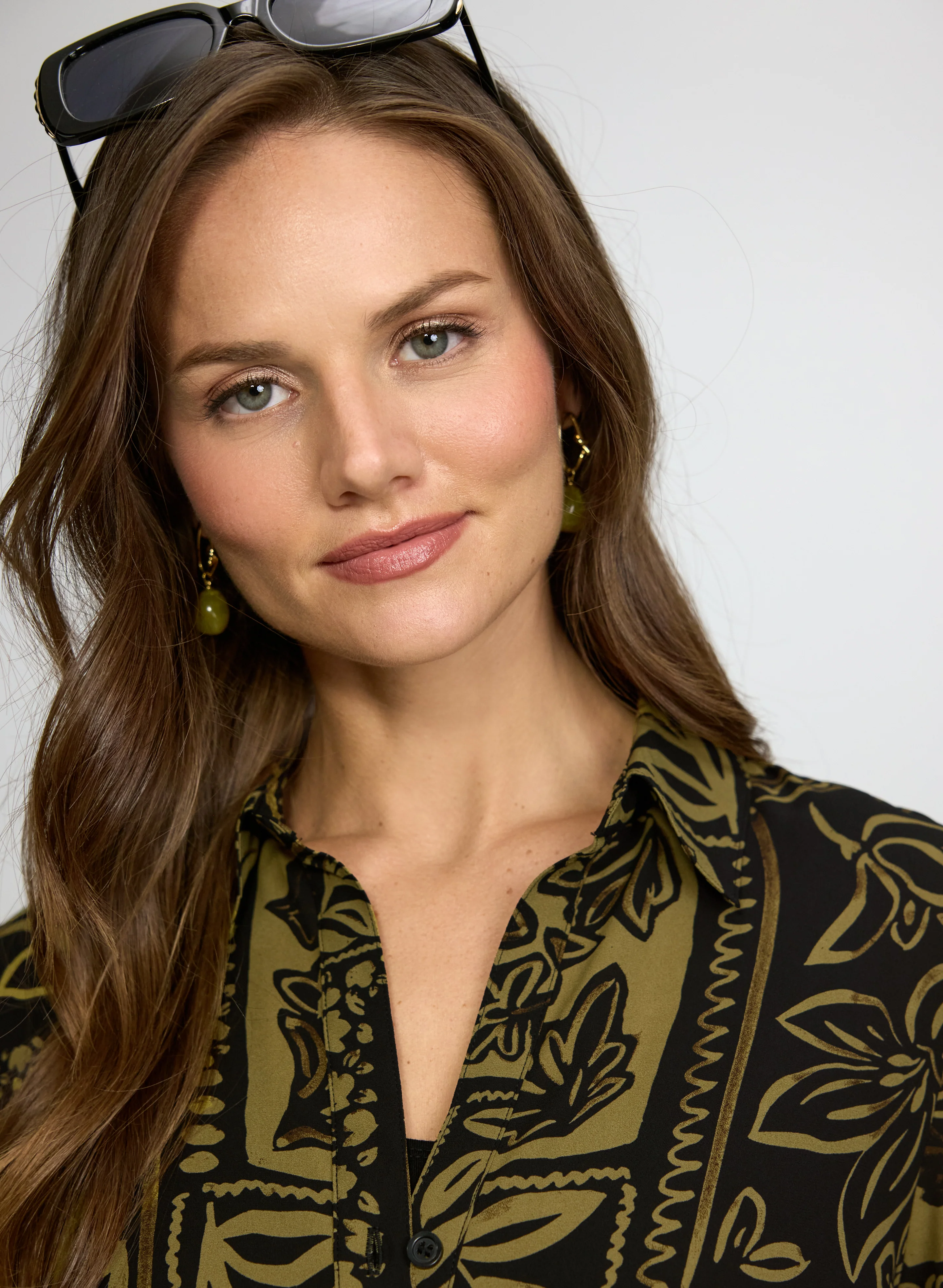 Leaf Print Button-Down Blouse - Image 4