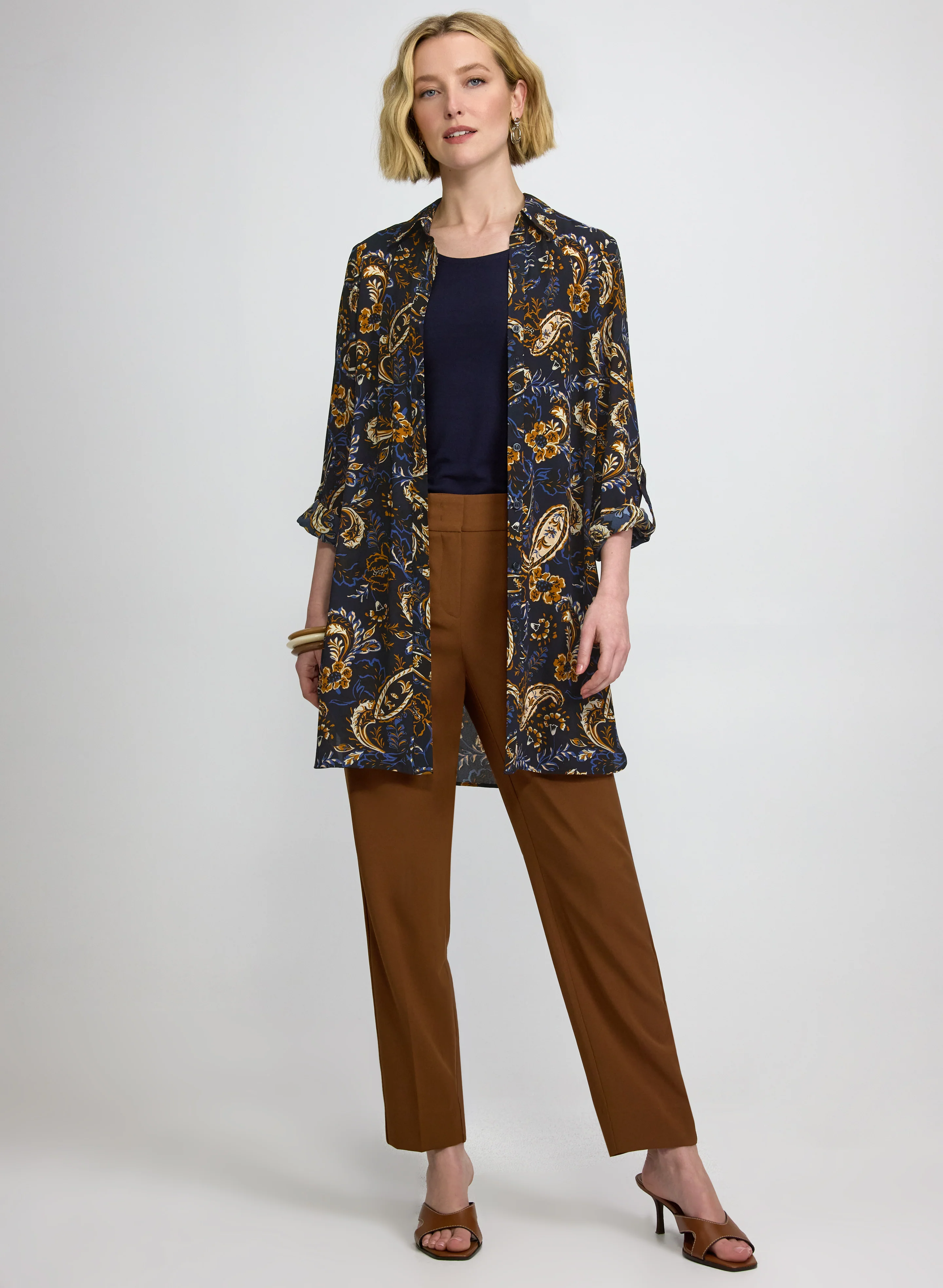 Leaf Print Button-Down Blouse - Image 4