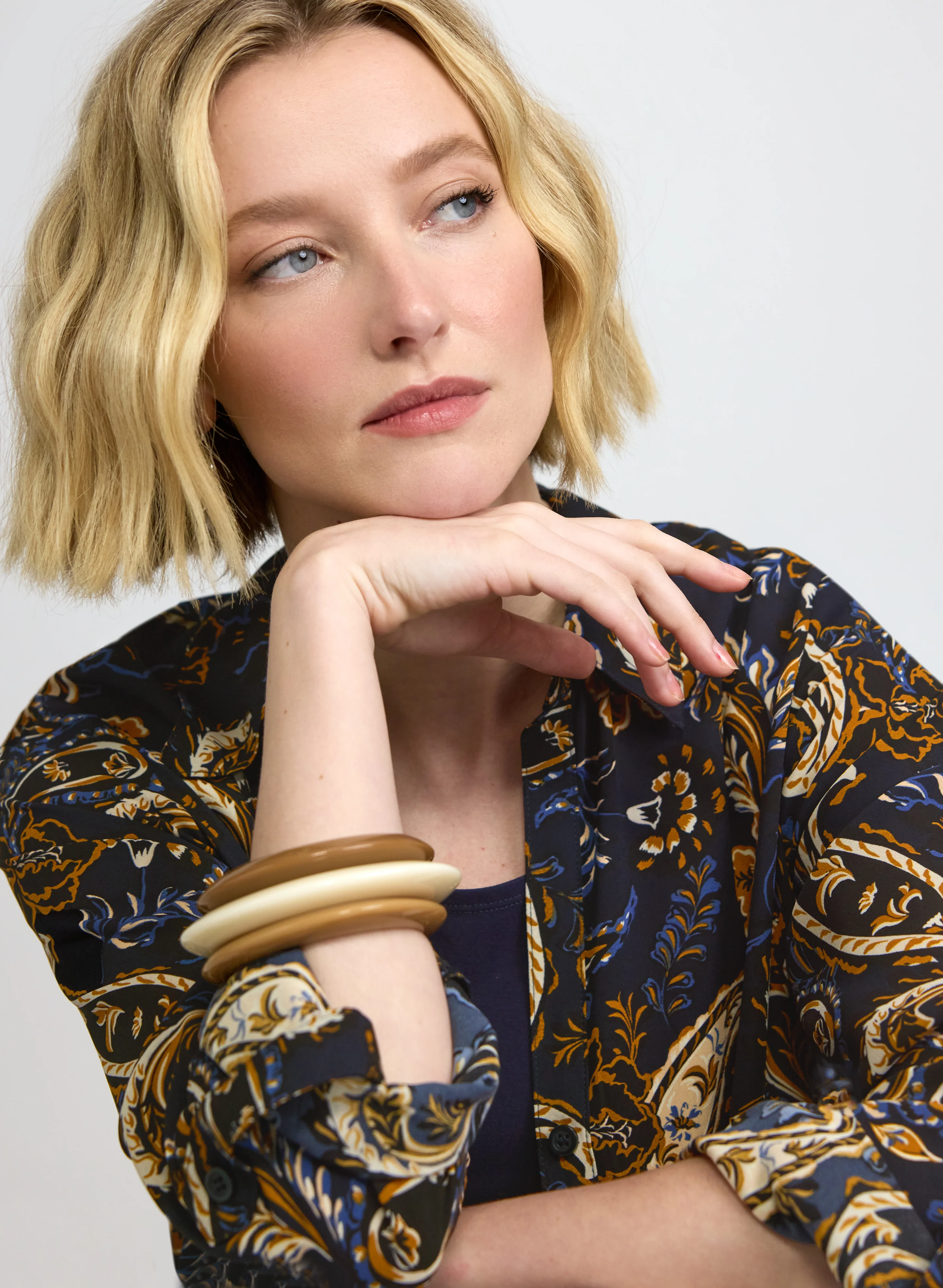 Leaf Print Button-Down Blouse - Image 5