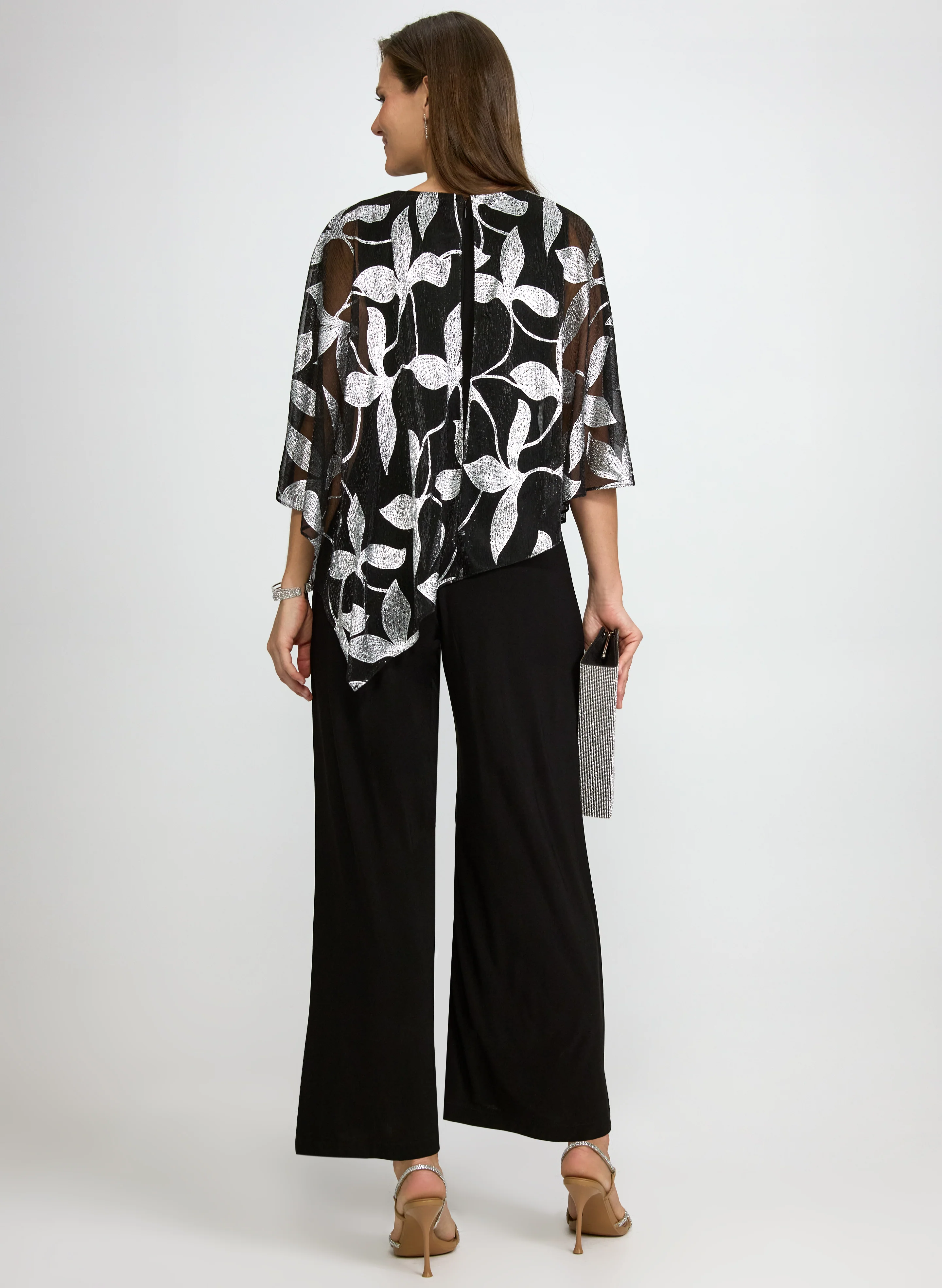 Leaf Print Capelet Jumpsuit - Image 3