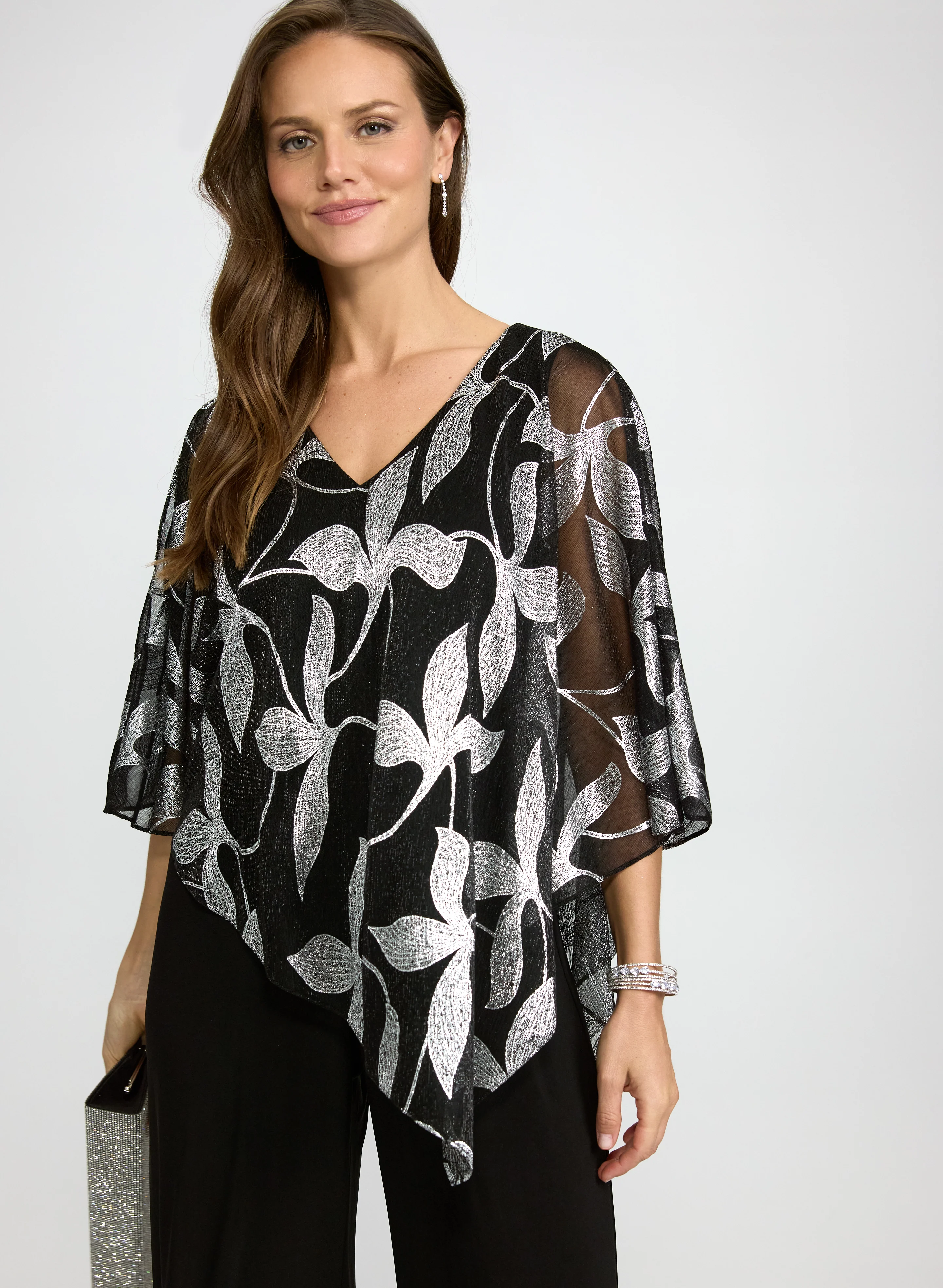 Leaf Print Capelet Jumpsuit - Image 4