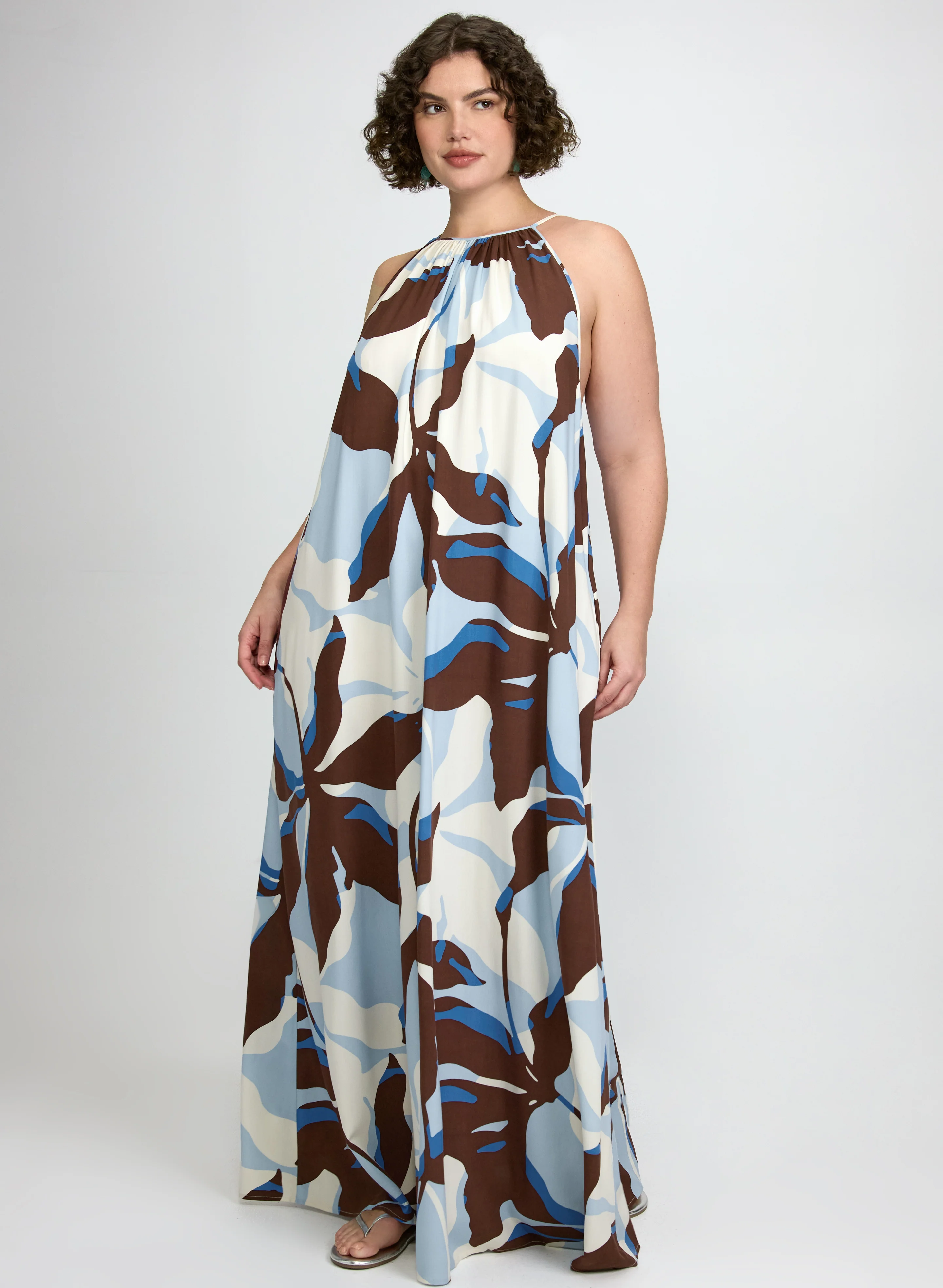 Leaf Print Maxi Dress