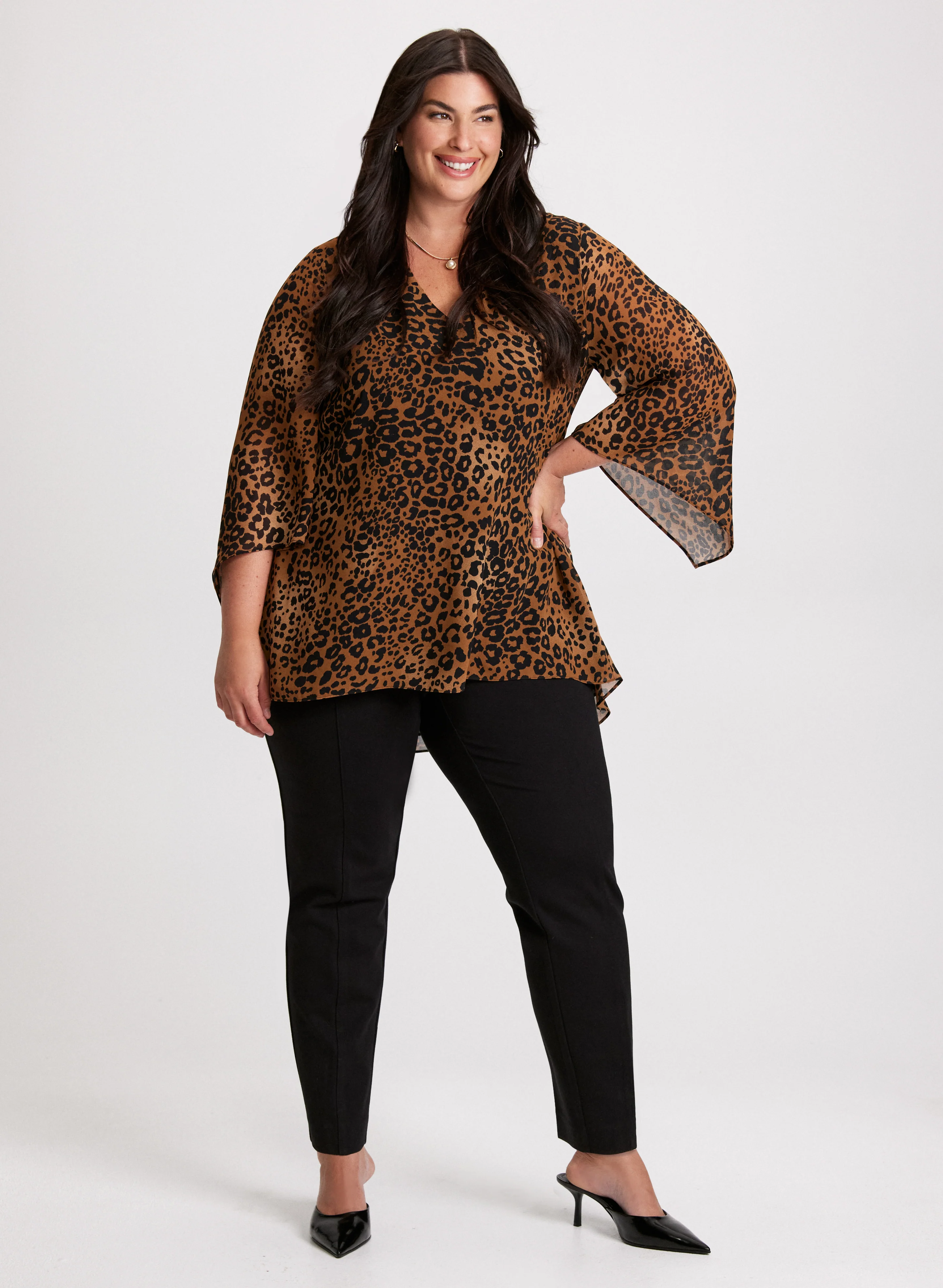Leopard Print V-Neck Blouse - Image 3