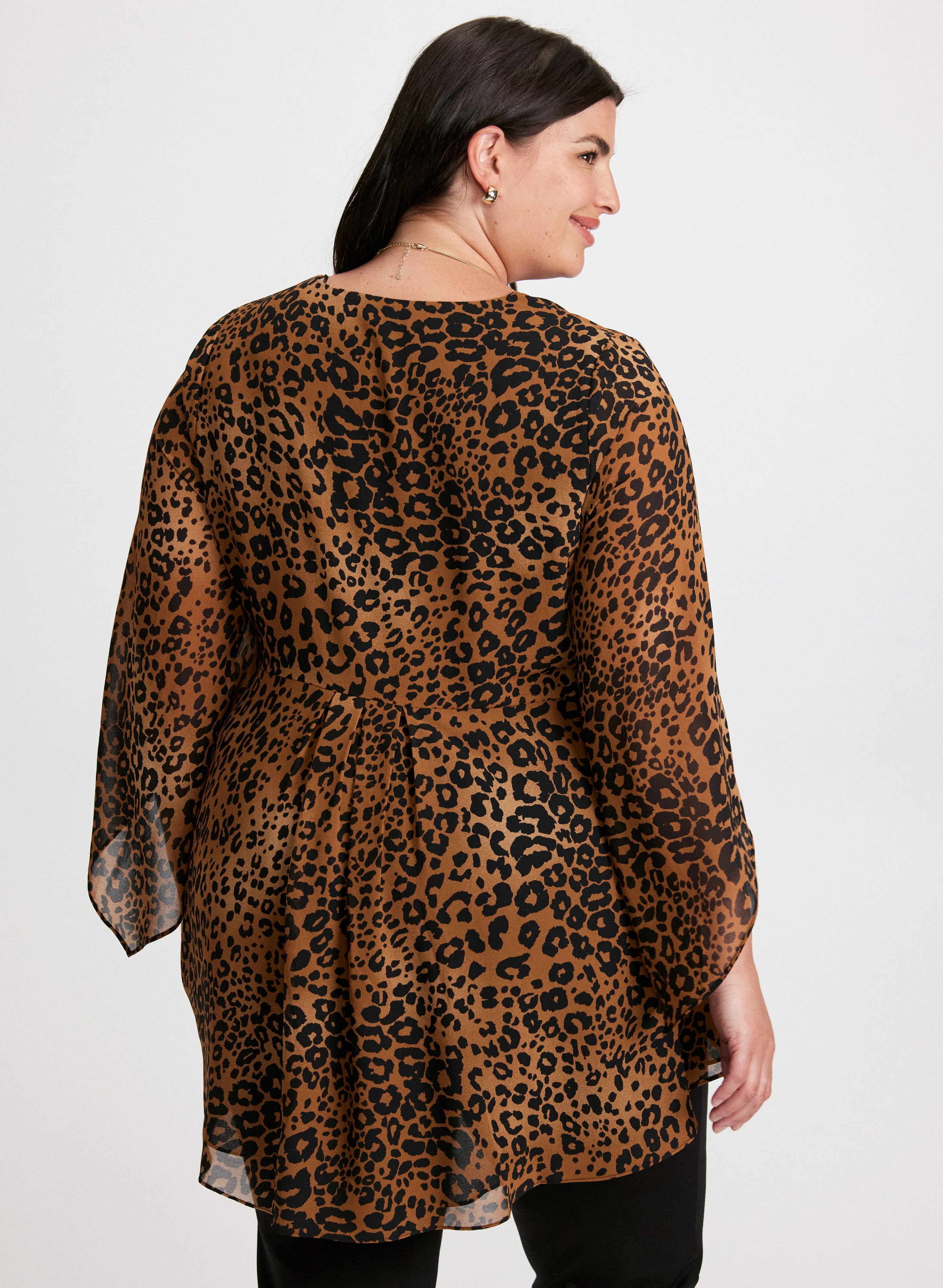Leopard Print V-Neck Blouse - Image 4