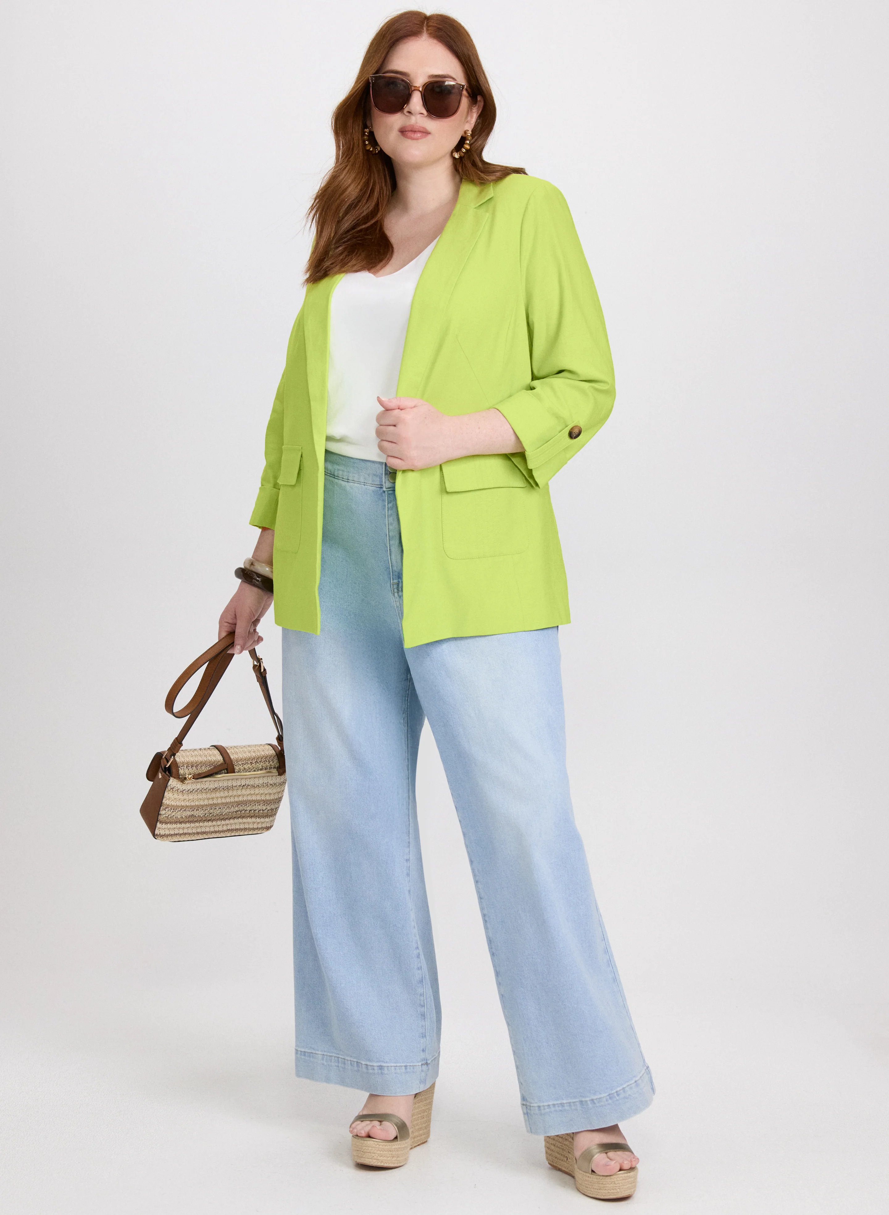 Linen-Blend Blazer & Wide-Leg Jeans