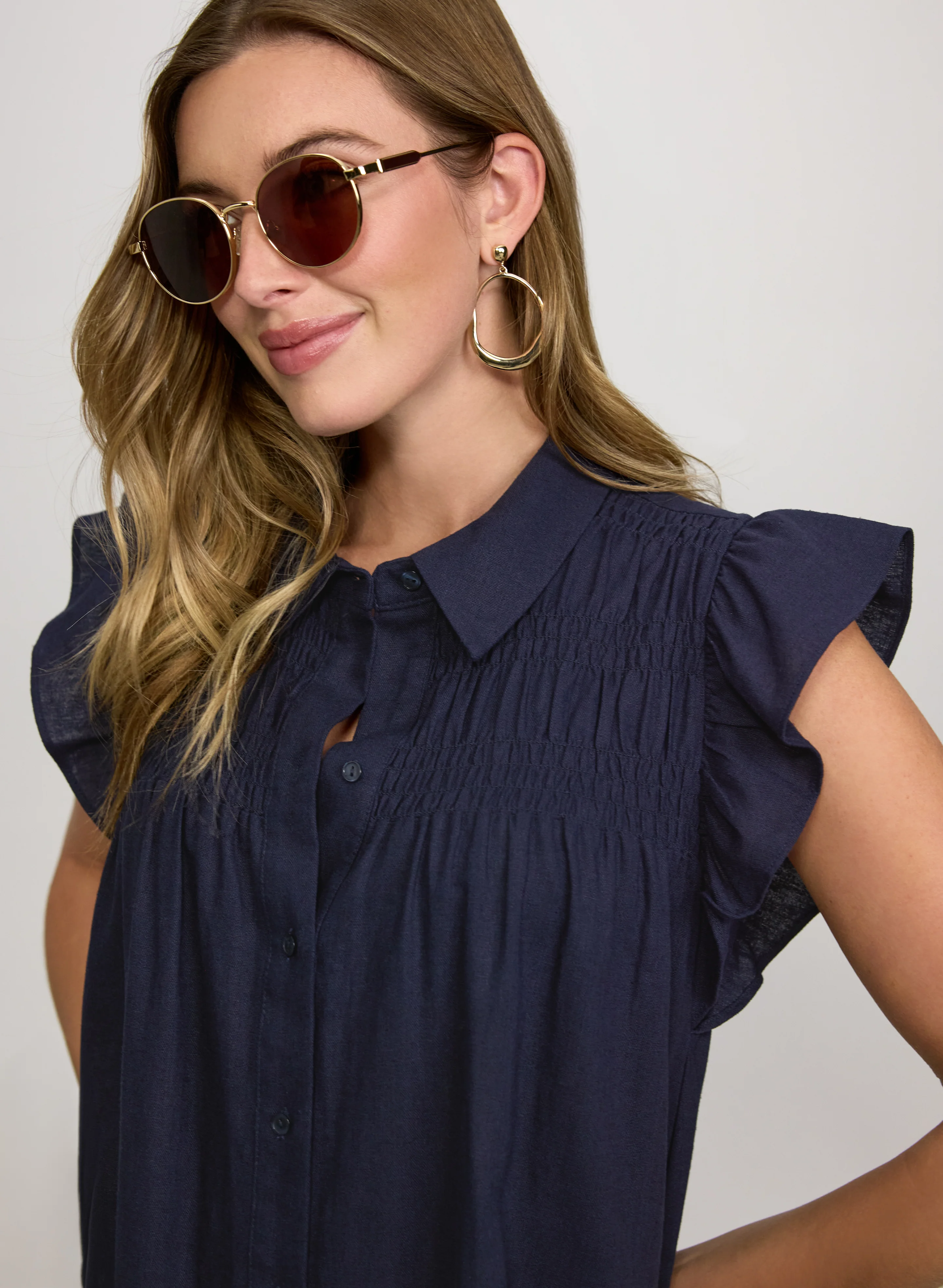 Linen-Blend Button-Down Dress - Image 2
