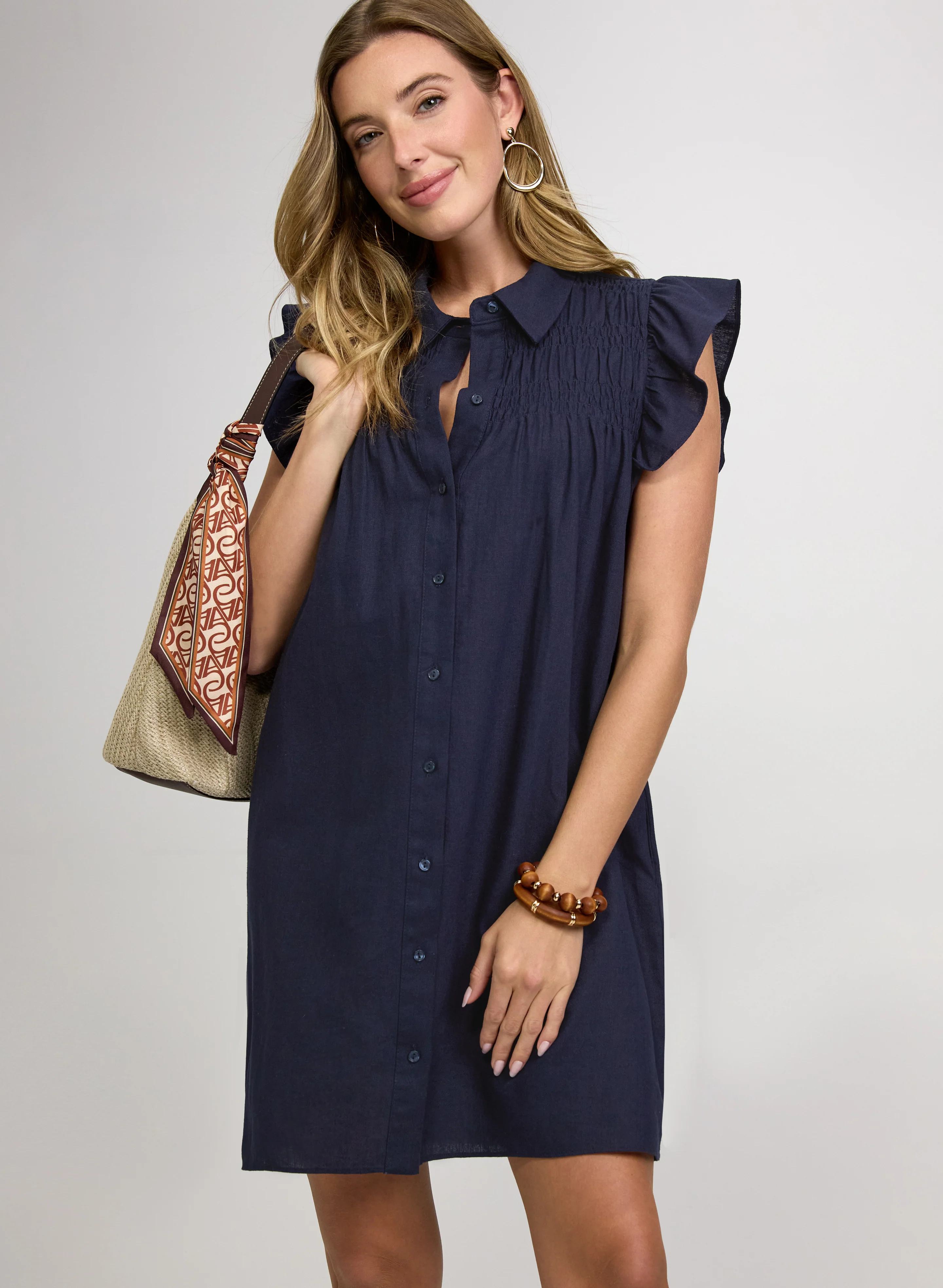 Linen-Blend Button-Down Dress - Image 5